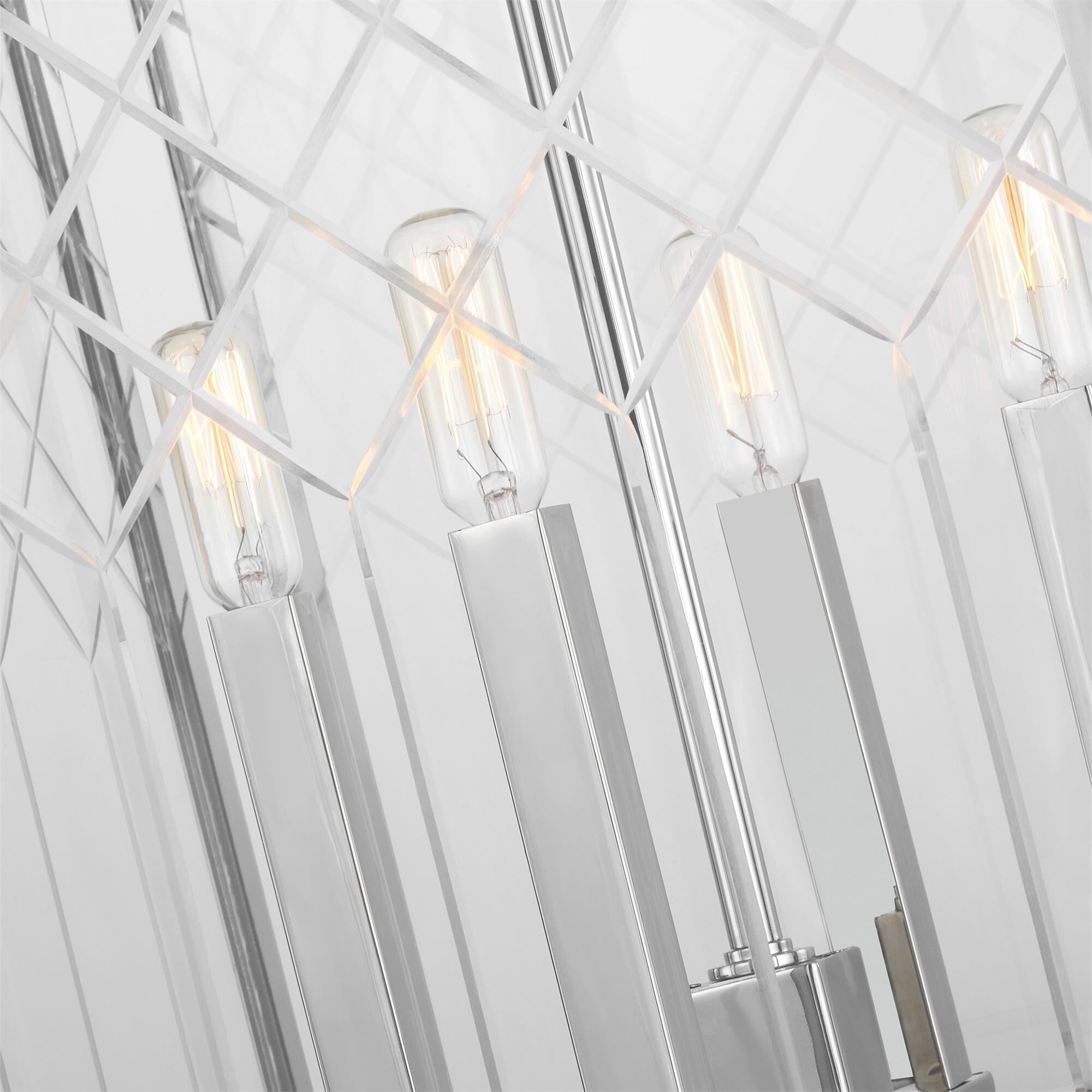 Shown in Polished Nickel finish and Clear With Diamond Cut Pattern glass