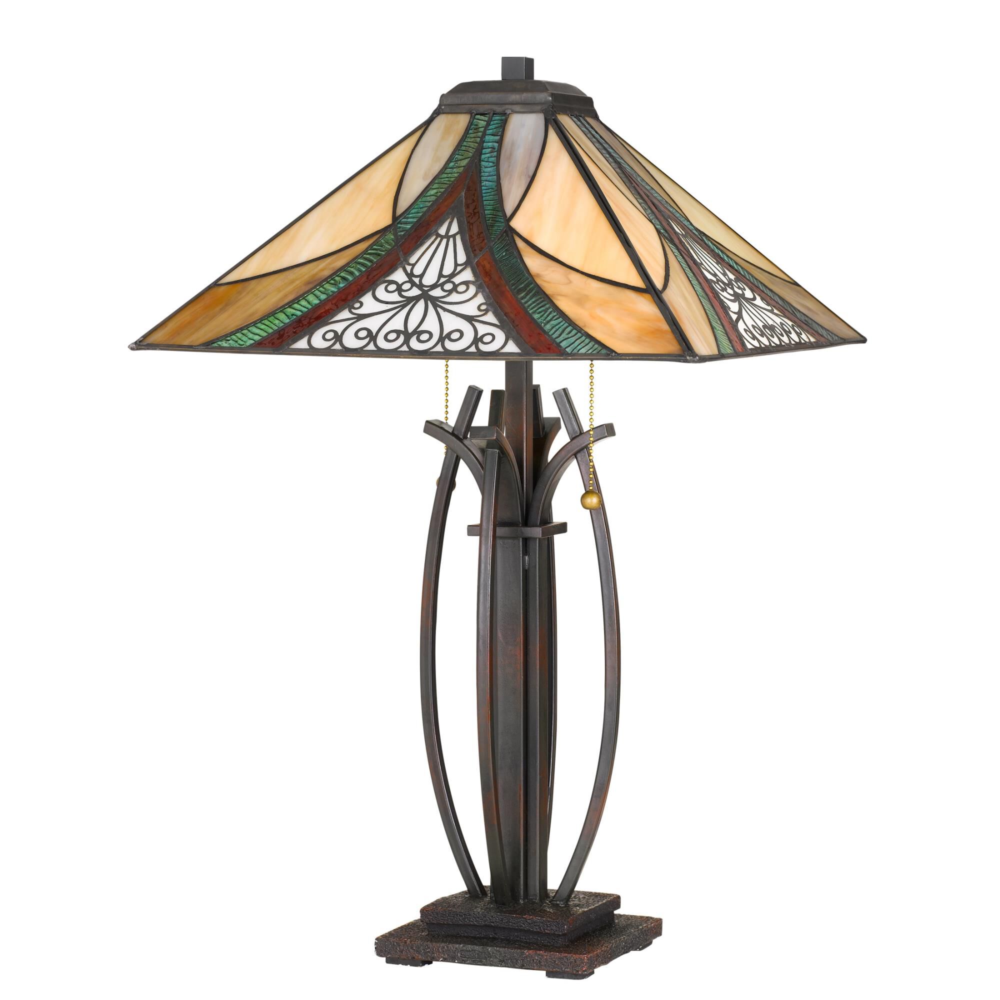 Shown in Valiant Bronze finish and Tiffany glass