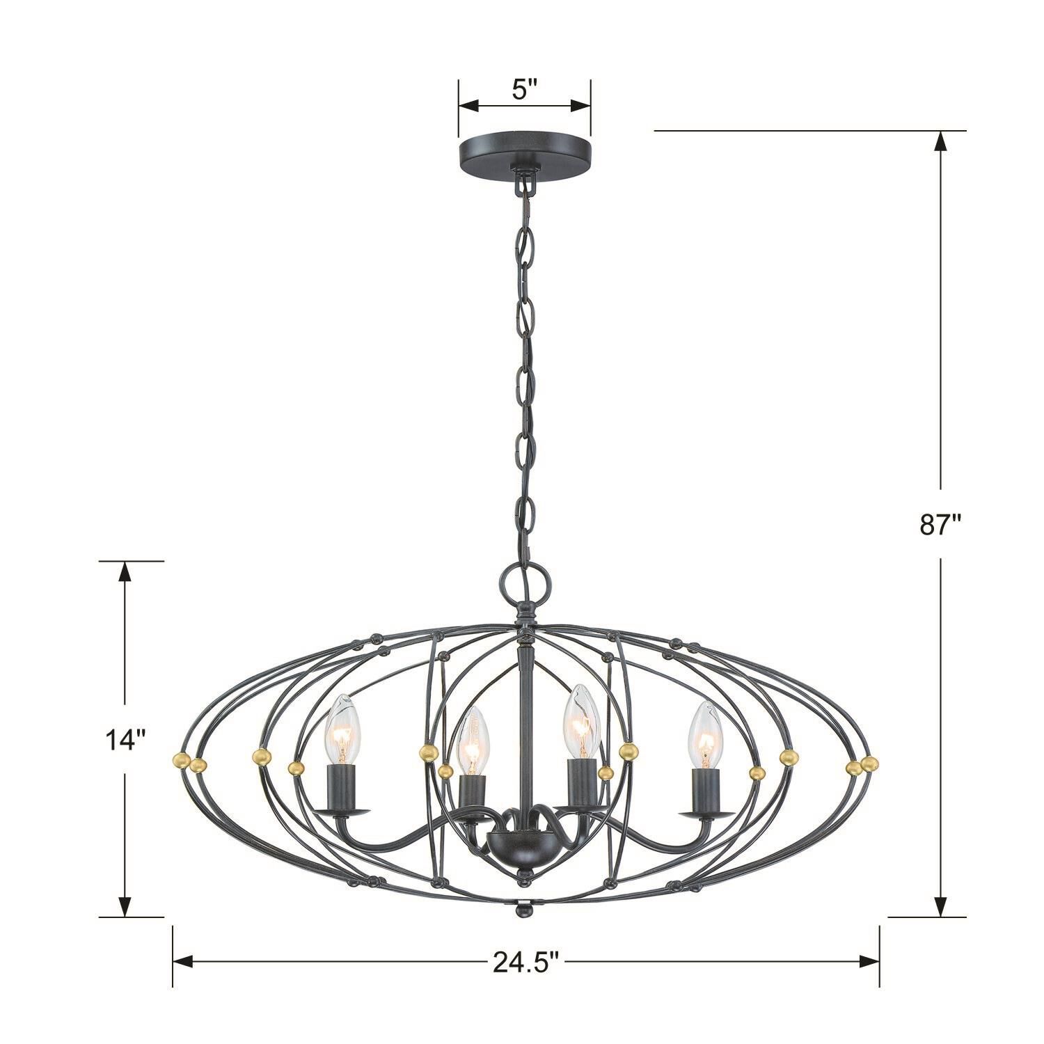Zucca 24 Inch 4 Light Chandelier by Crystorama