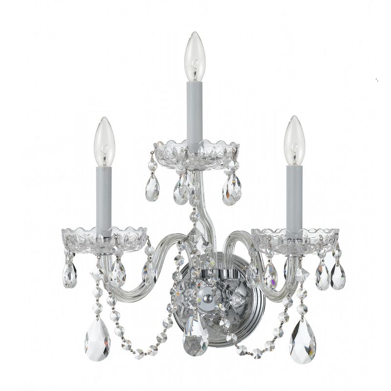 Traditional Crystal 16 Inch 3 Light Wall Sconce by Crystorama