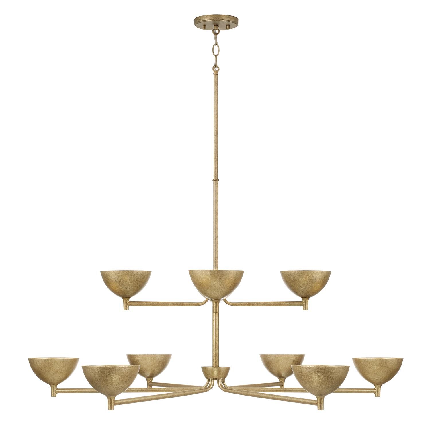 Shown in Feathered Gold finish and Textured Metal s shade
