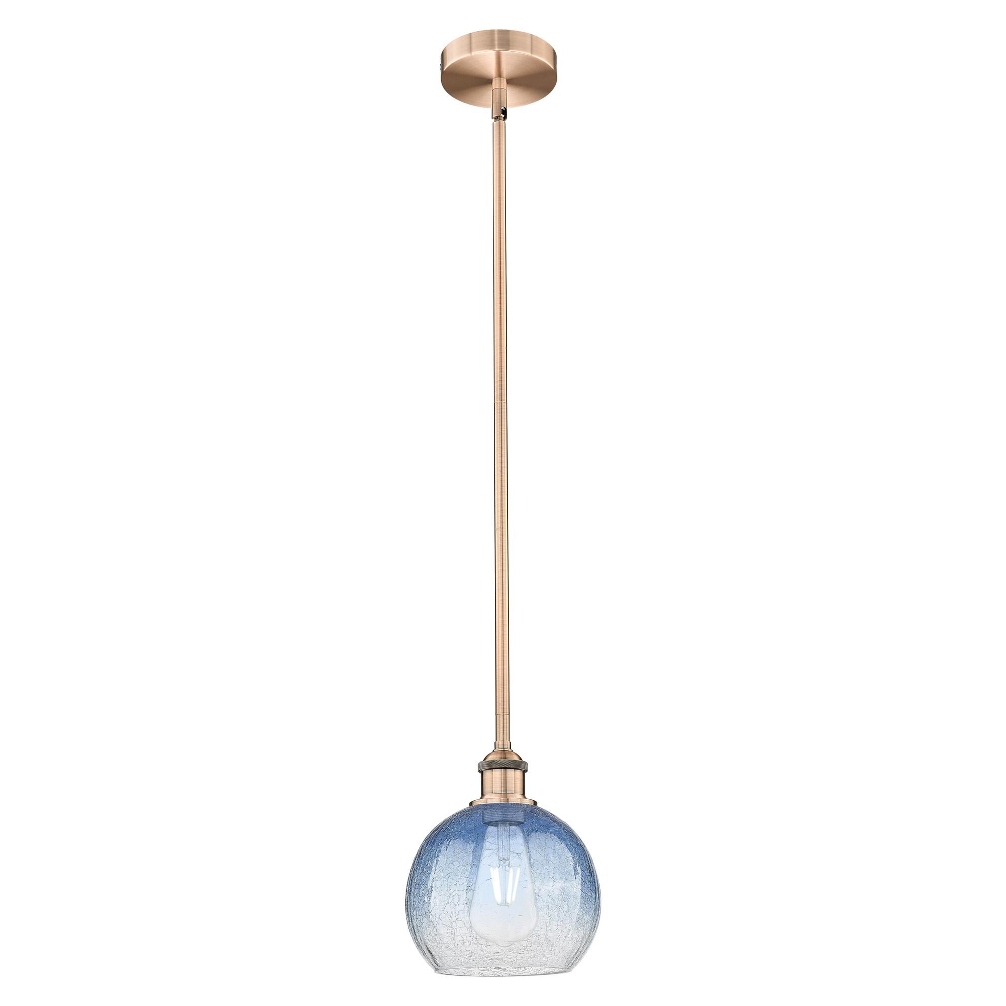 Shown in Antique Copper finish and Sapphire Blue glass