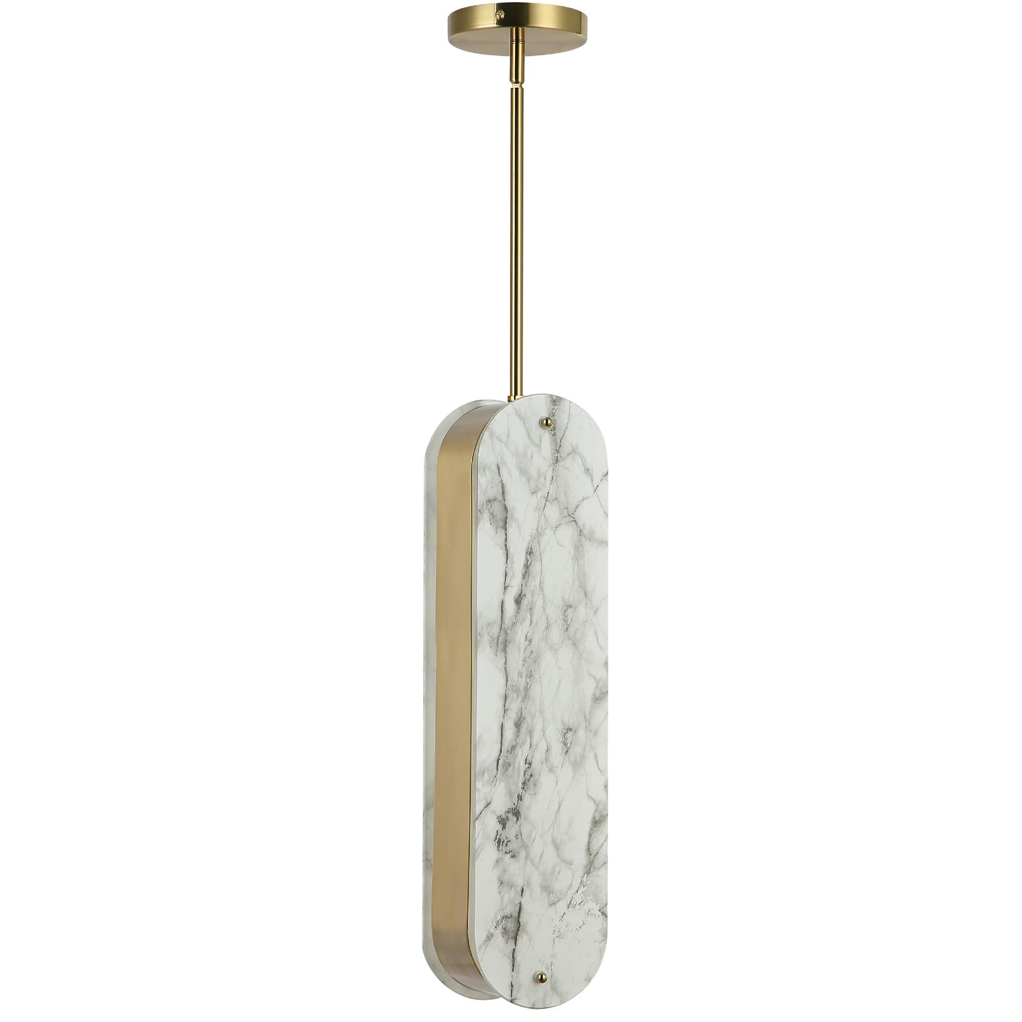 Shown in Aged Brass finish and Alabaster shade