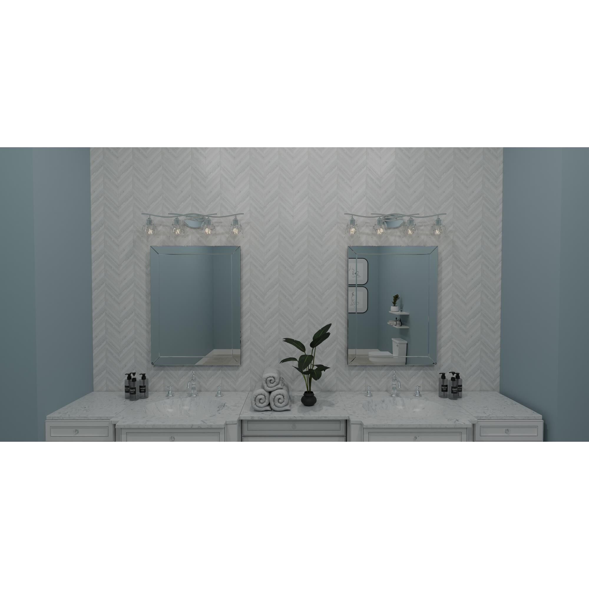 Shown in Polished Chrome finish and Clear glass