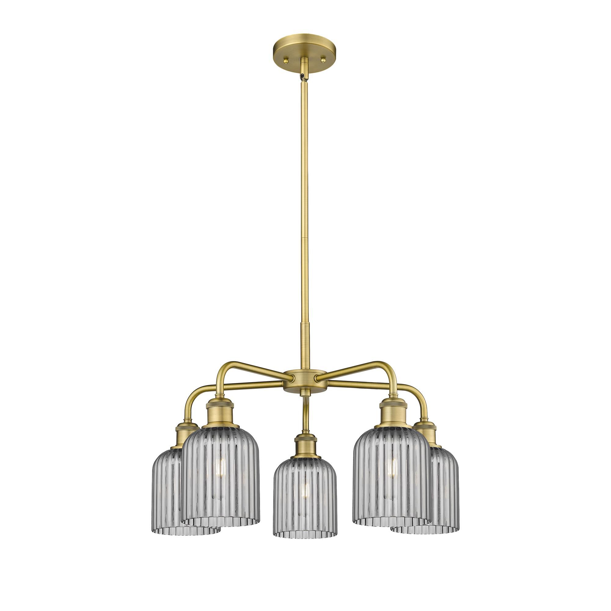 Shown in Brushed Brass finish and Light Smoke shade