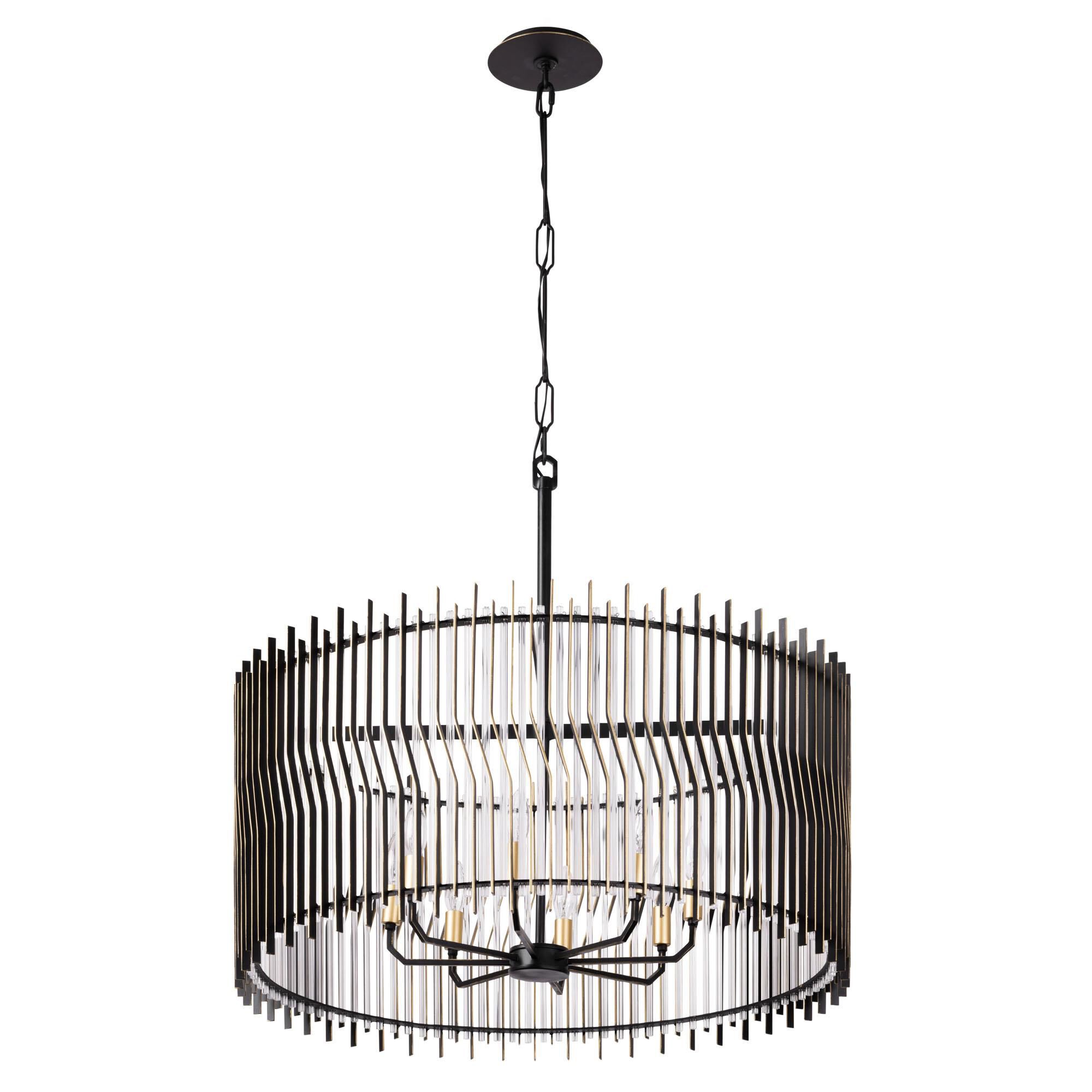 Shown in Matte Black/French Gold finish and Modern Clear Fluted shade