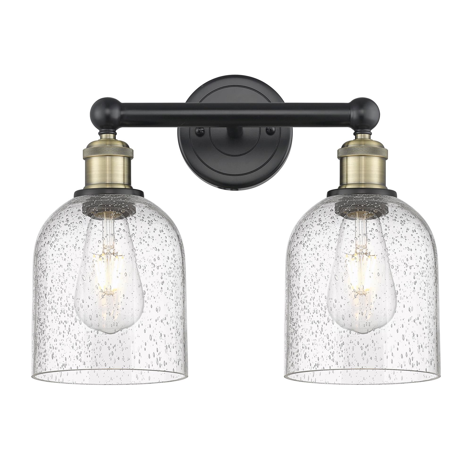 Shown in Black Antique Brass finish and Seedy glass