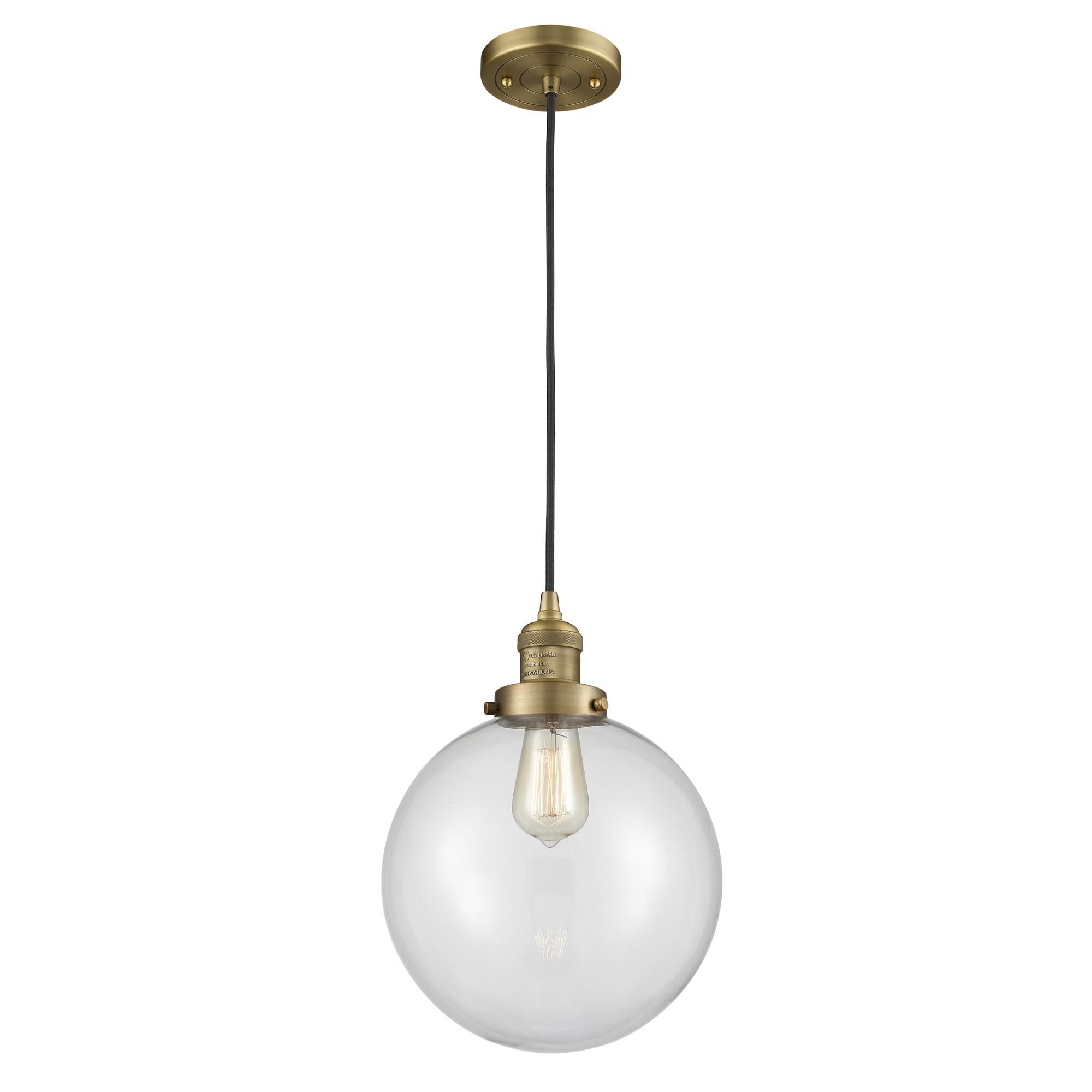 Shown in Brushed Brass finish and Clear glass