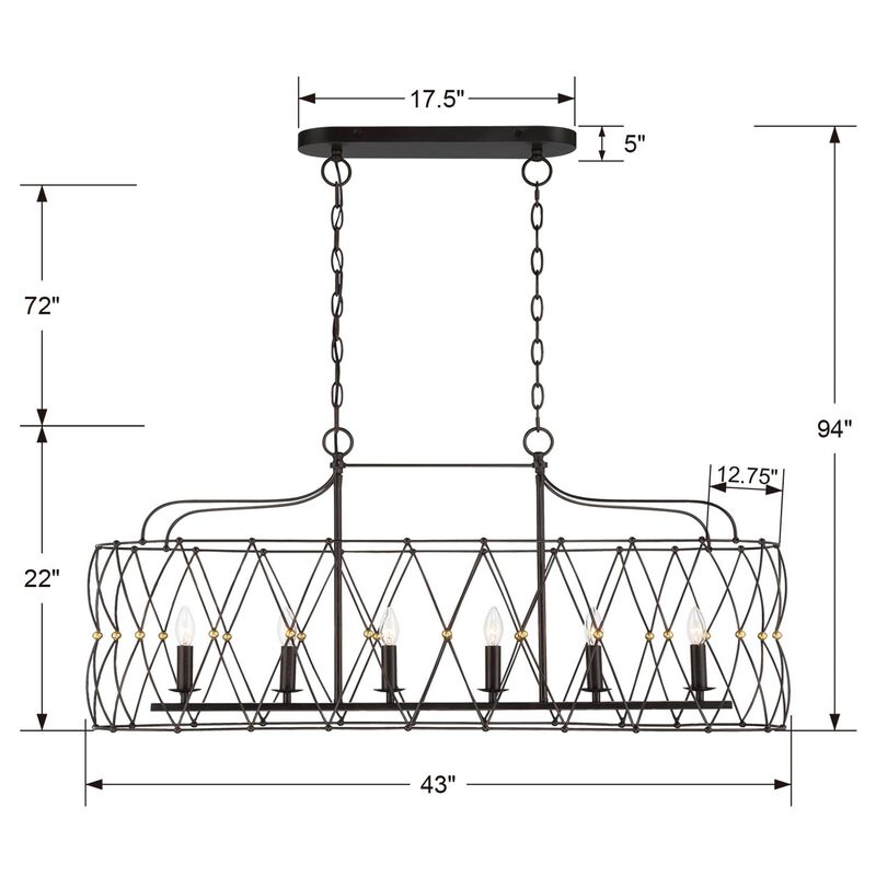 Zucca Medium Linear Chandelier by Crystorama