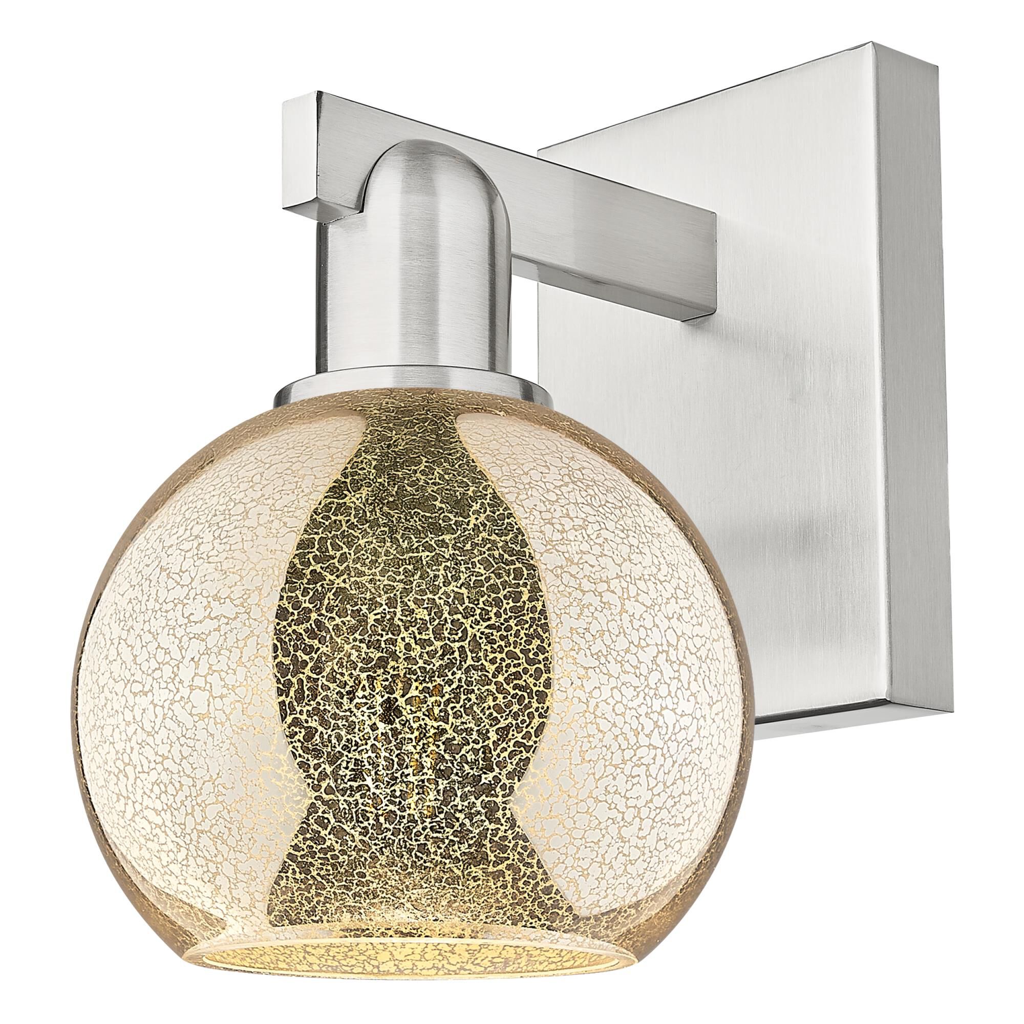 Shown in Brushed Satin Nickel finish and Mercury glass