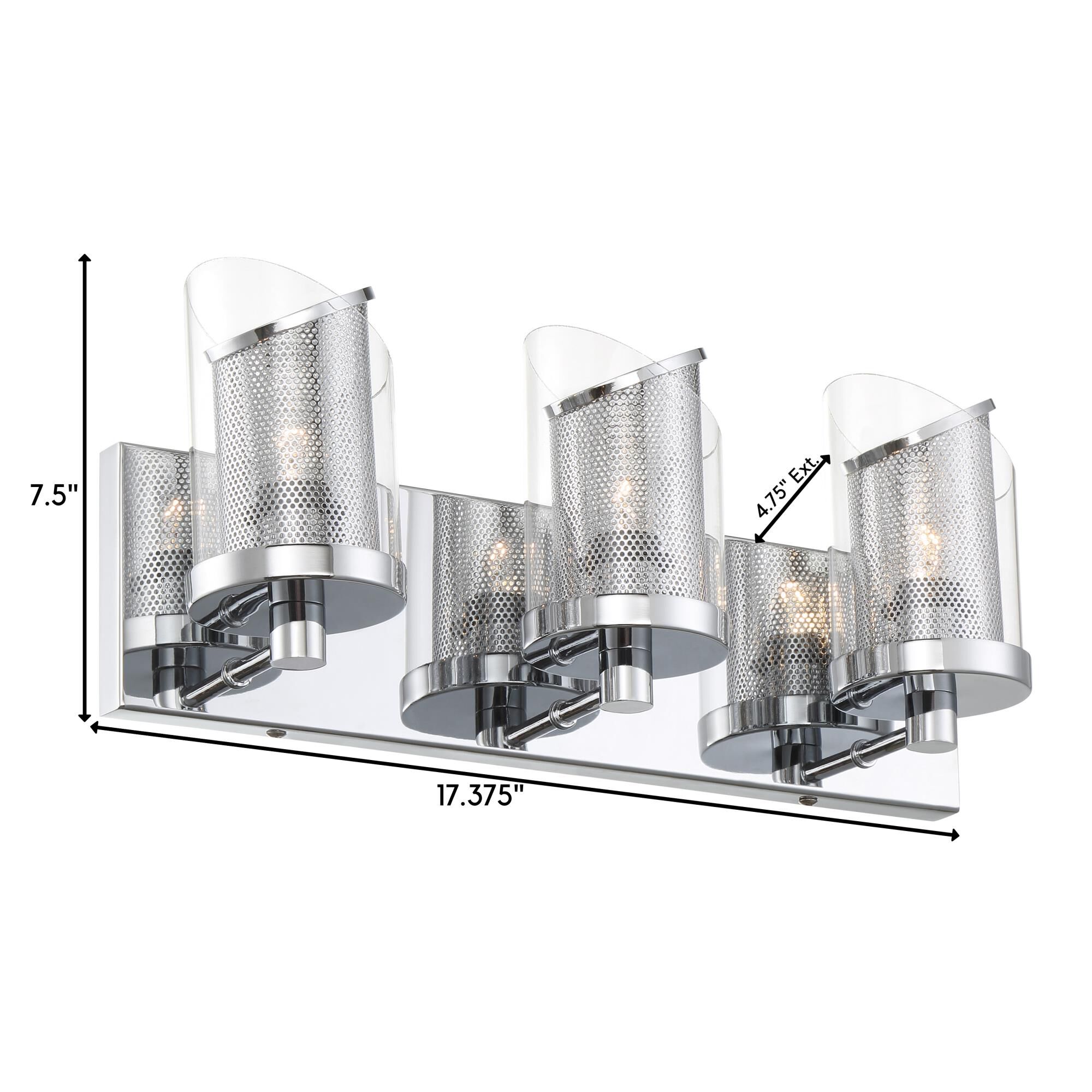 Shown in Chrome finish and Clear glass