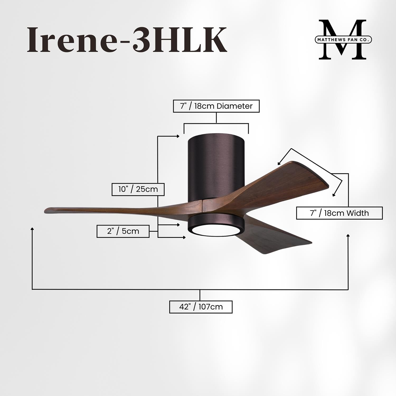 Irene 42 Inch Flush Mount Fan with Light Kit by Matthews Fan Company