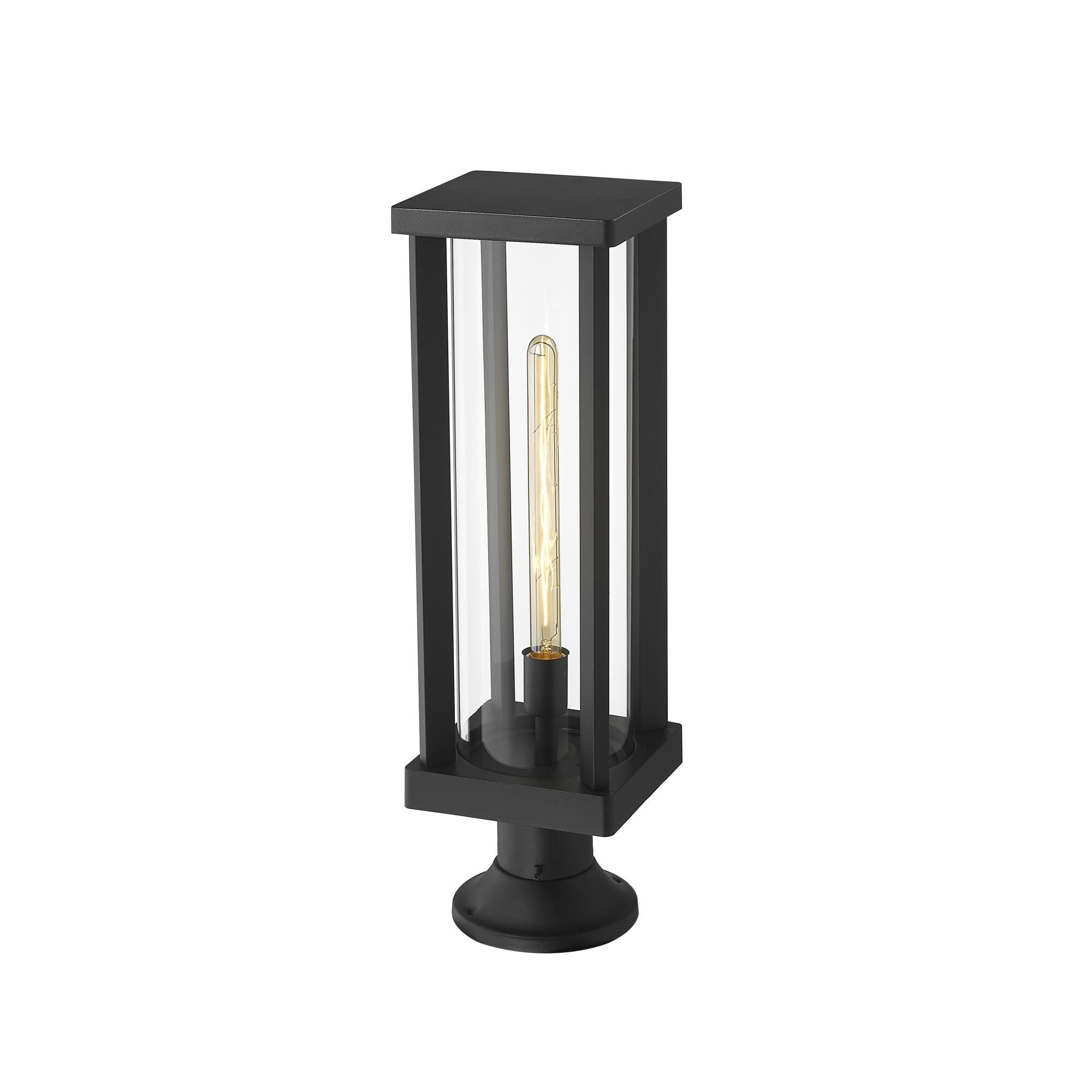 Shown in Black finish and Glass shade