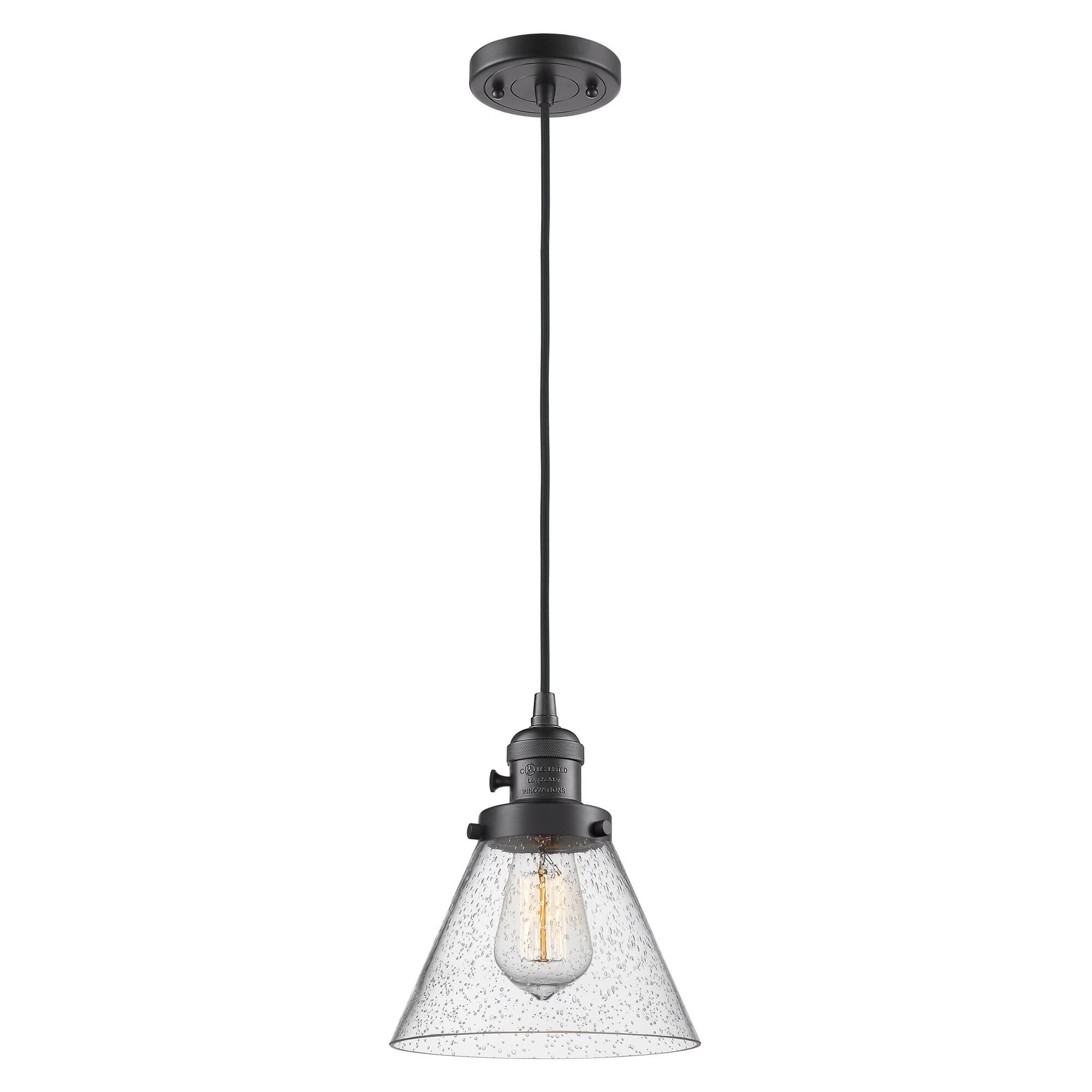 Shown in Oil Rubbed Bronze finish and Seedy glass