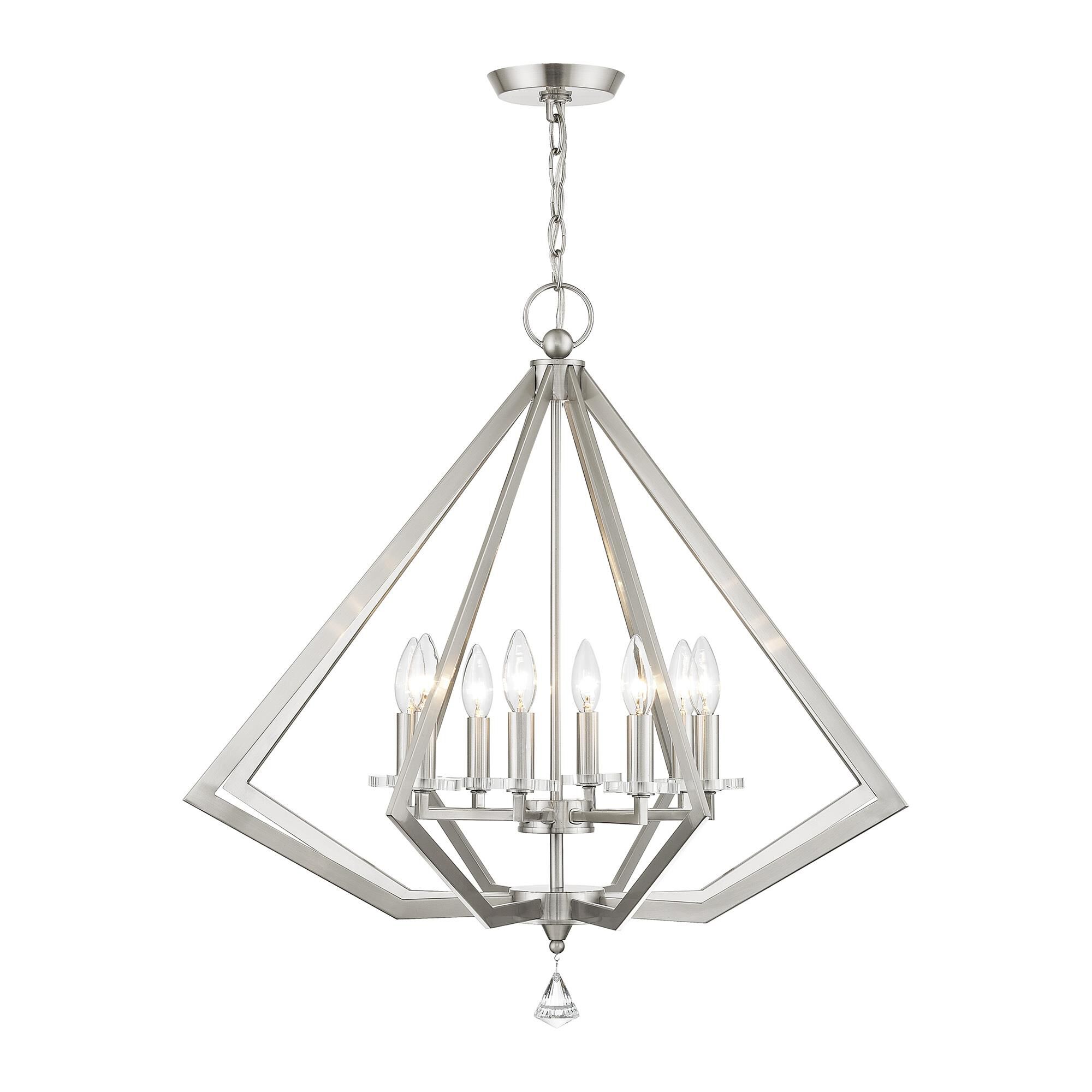 Shown in Brushed Nickel finish and Clear crystal