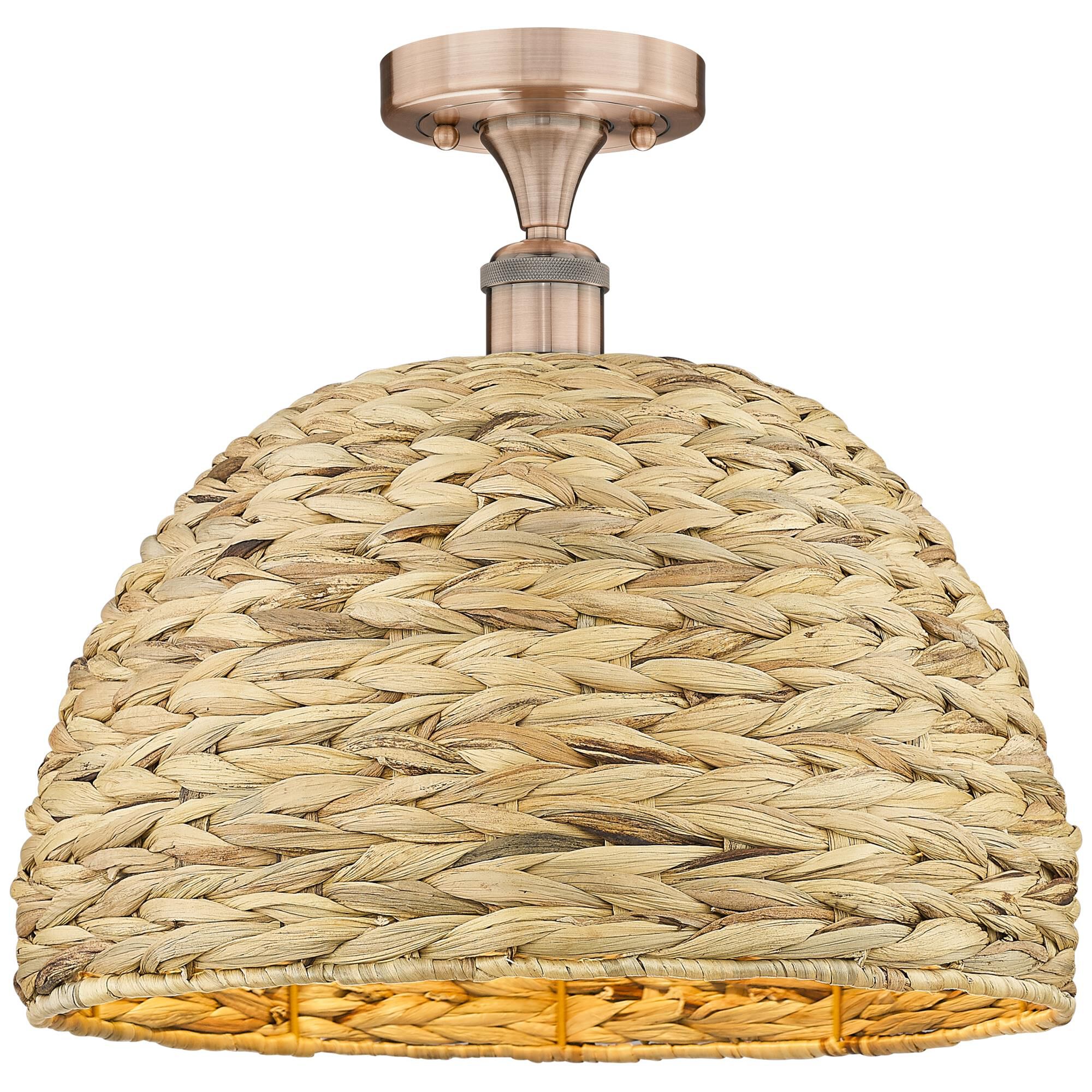 Bruno Marashlian Woven Rattan 16 Inch Semi Flush Mount by Innovations Lighting
