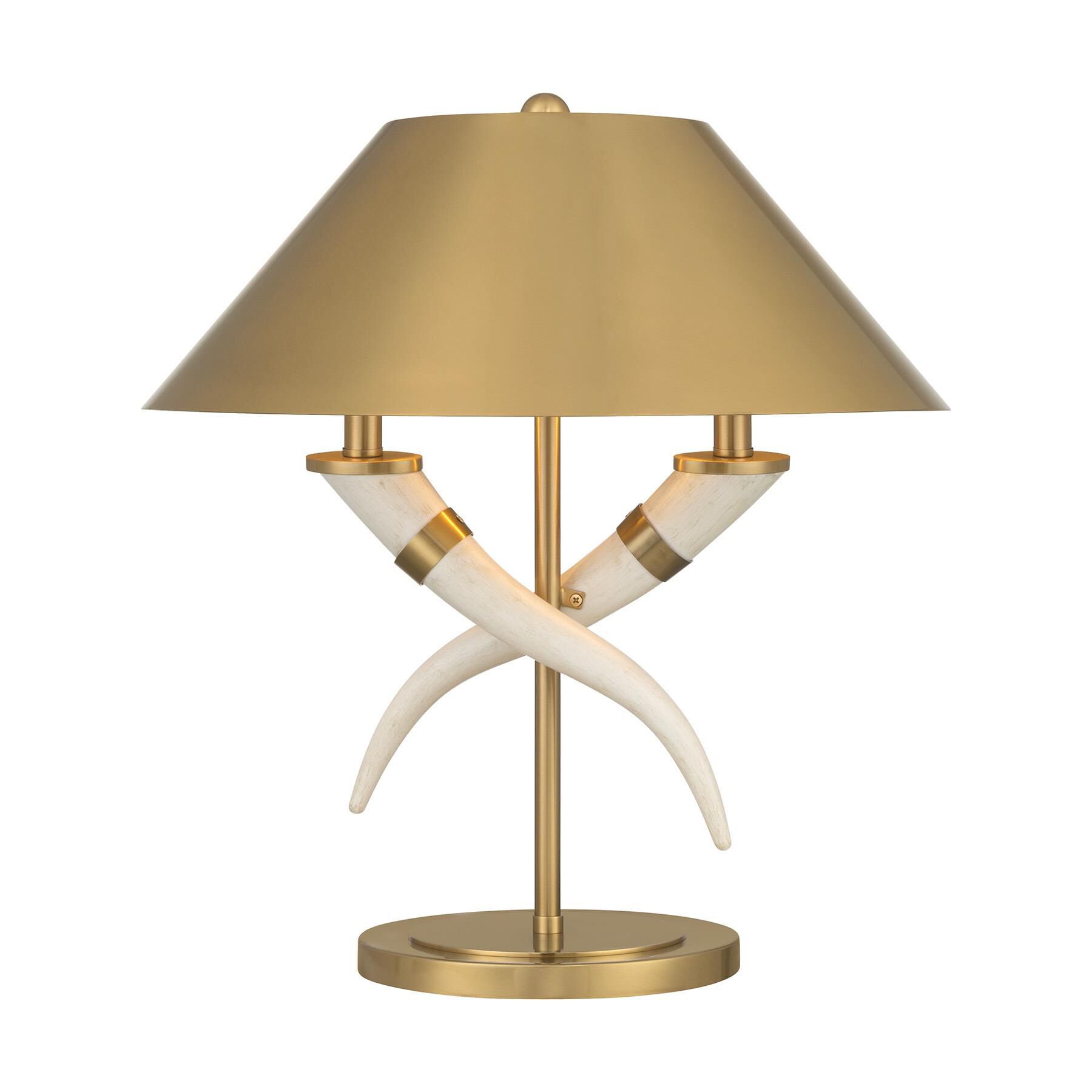 Shown in Warm Brass finish and Brass Metal shade