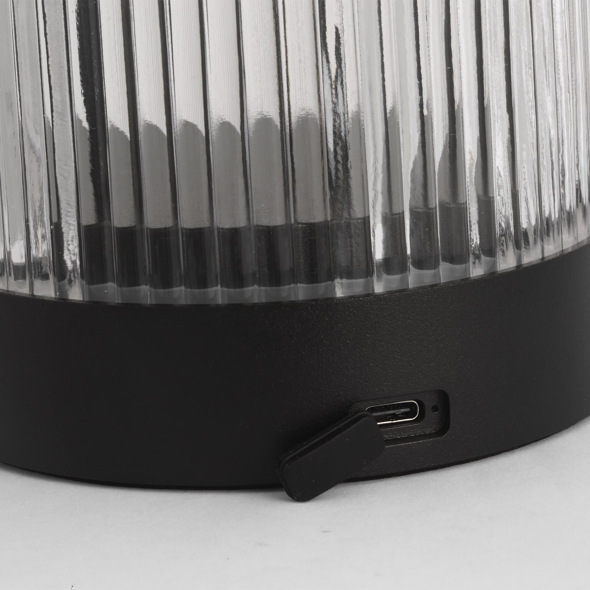 Shown in Black finish and Fluted glass