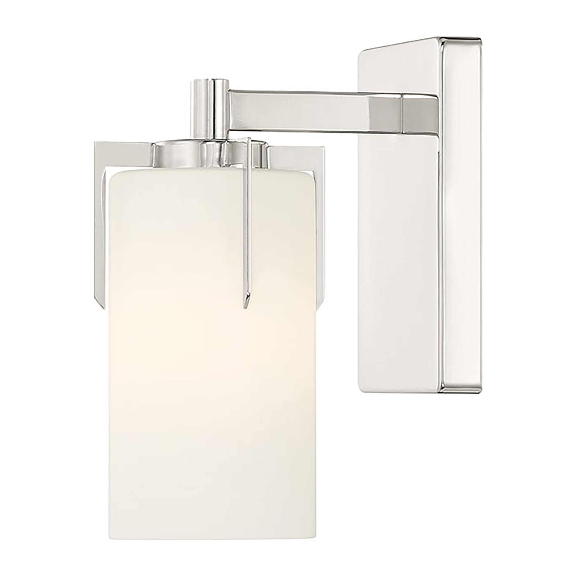 Shown in Polished Nickel finish and White Frosted glass