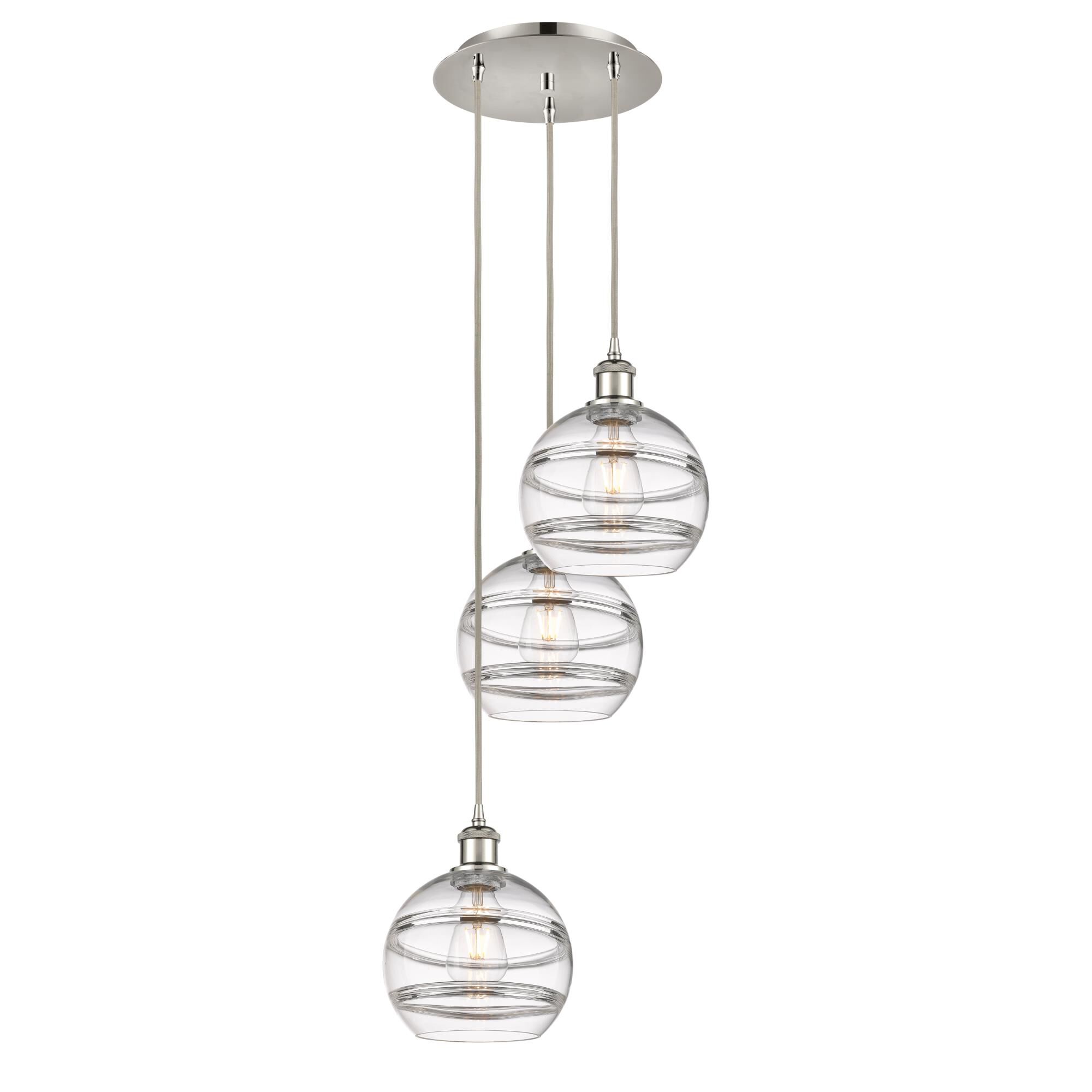 Shown in Polished Nickel finish and Clear glass