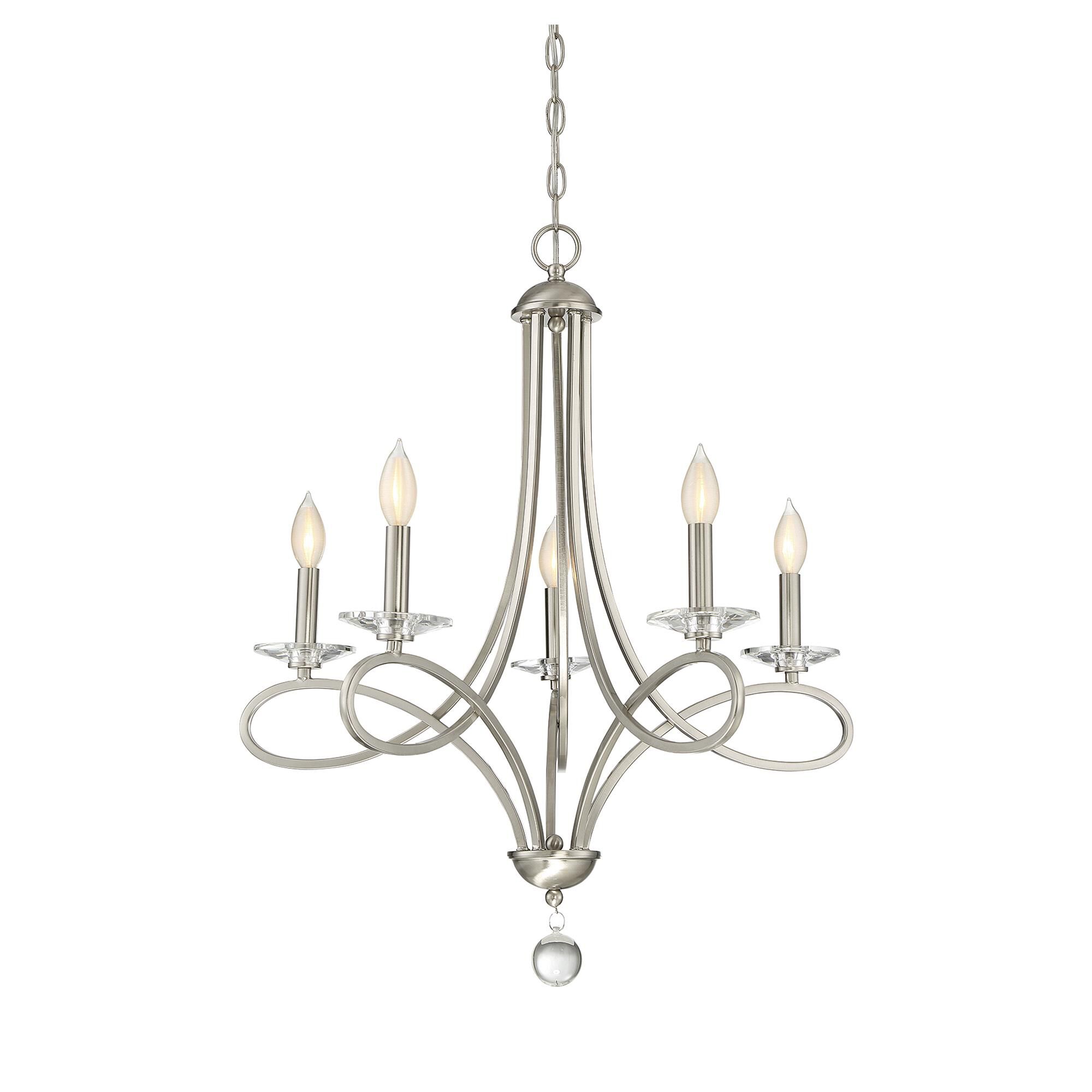 Shown in Brushed Nickel finish and Clear, K9 crystal