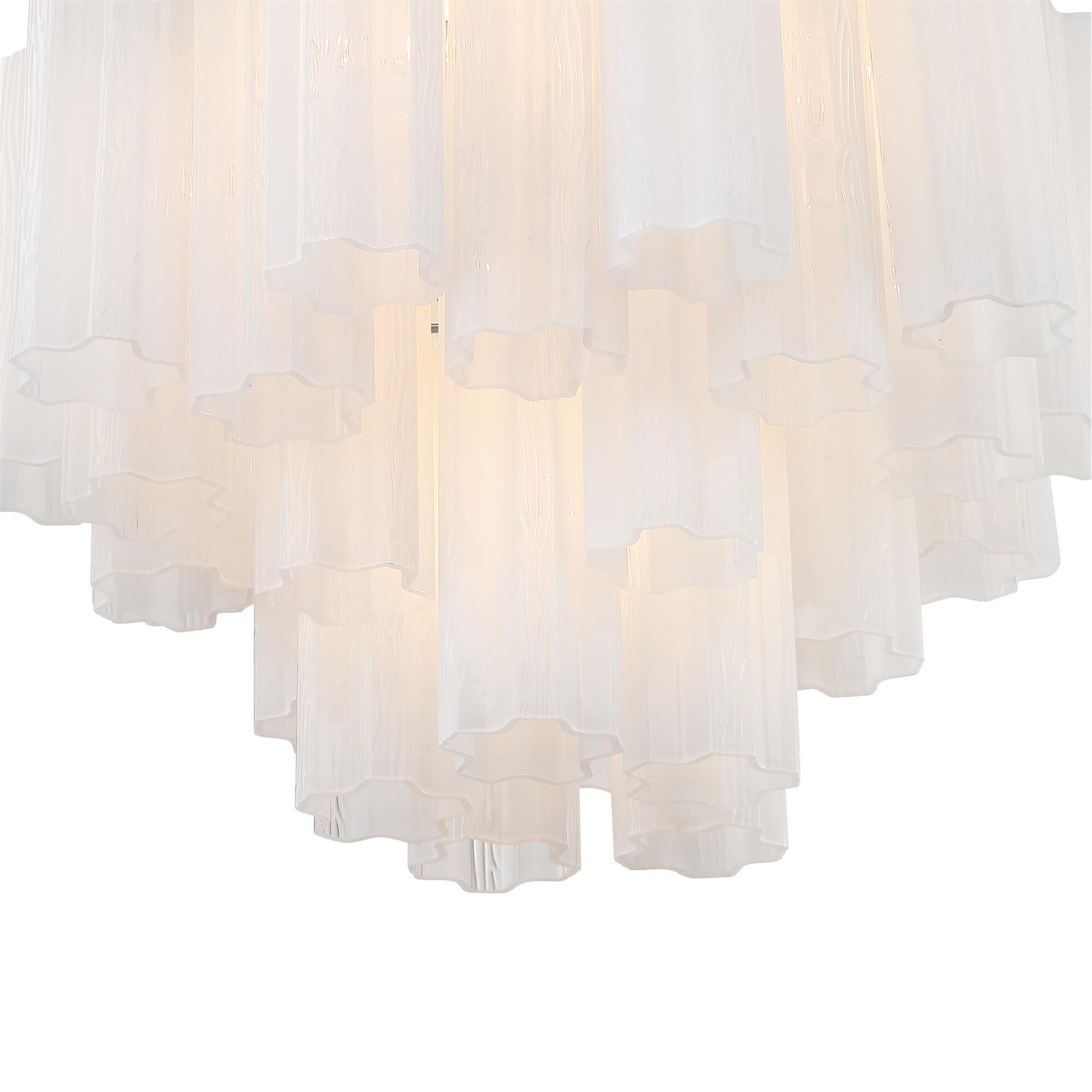 Shown in Polished Chrome finish and Tronchi White glass