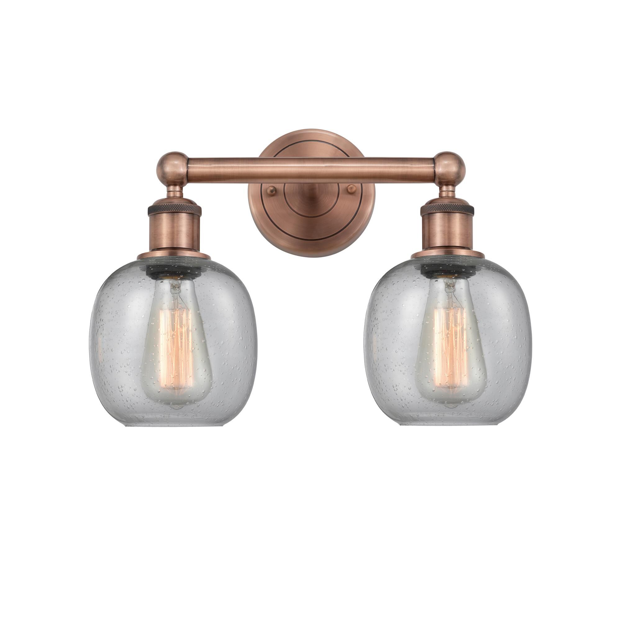Shown in Antique Copper finish and Seedy glass
