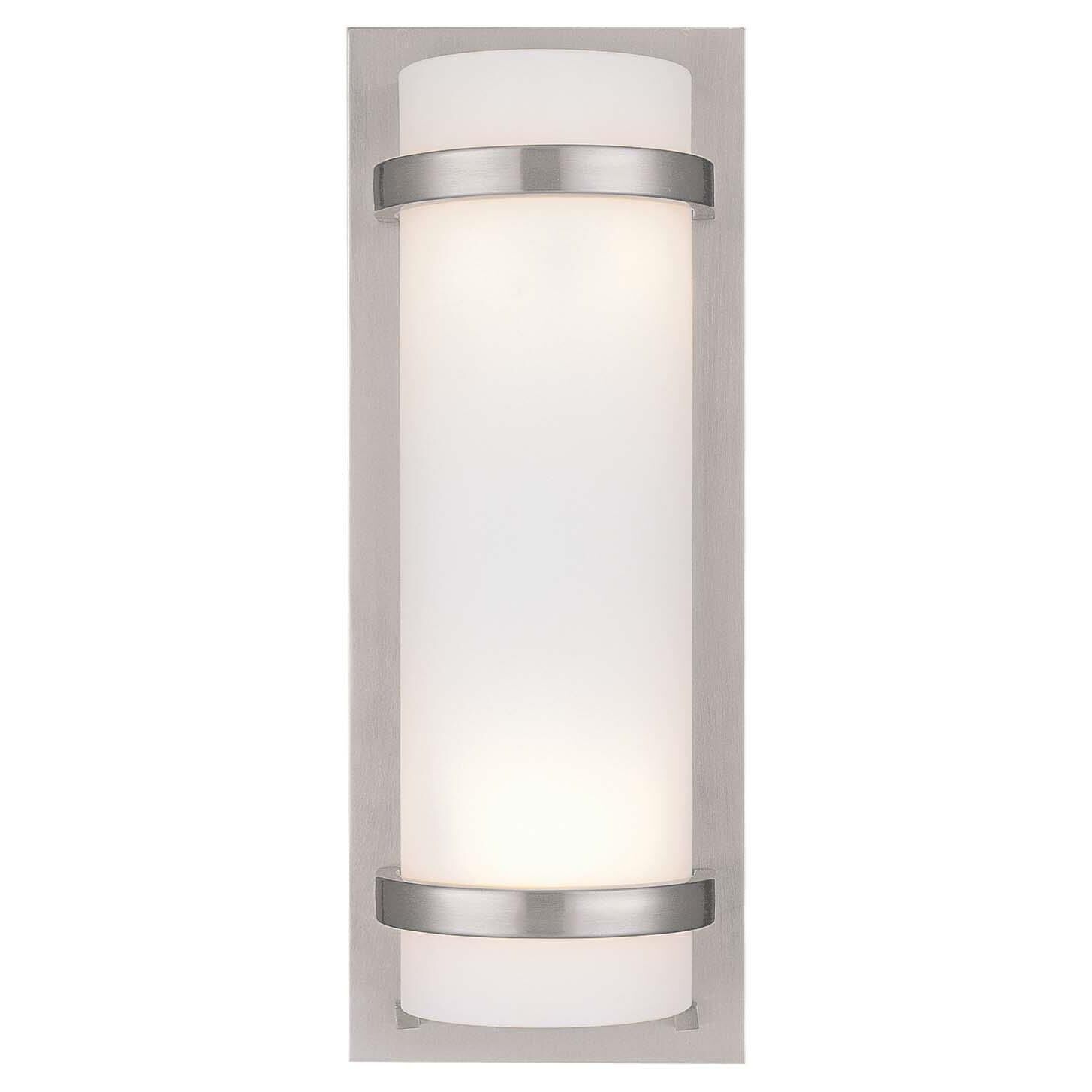 Shown in Brushed Nickel finish and Etched White glass