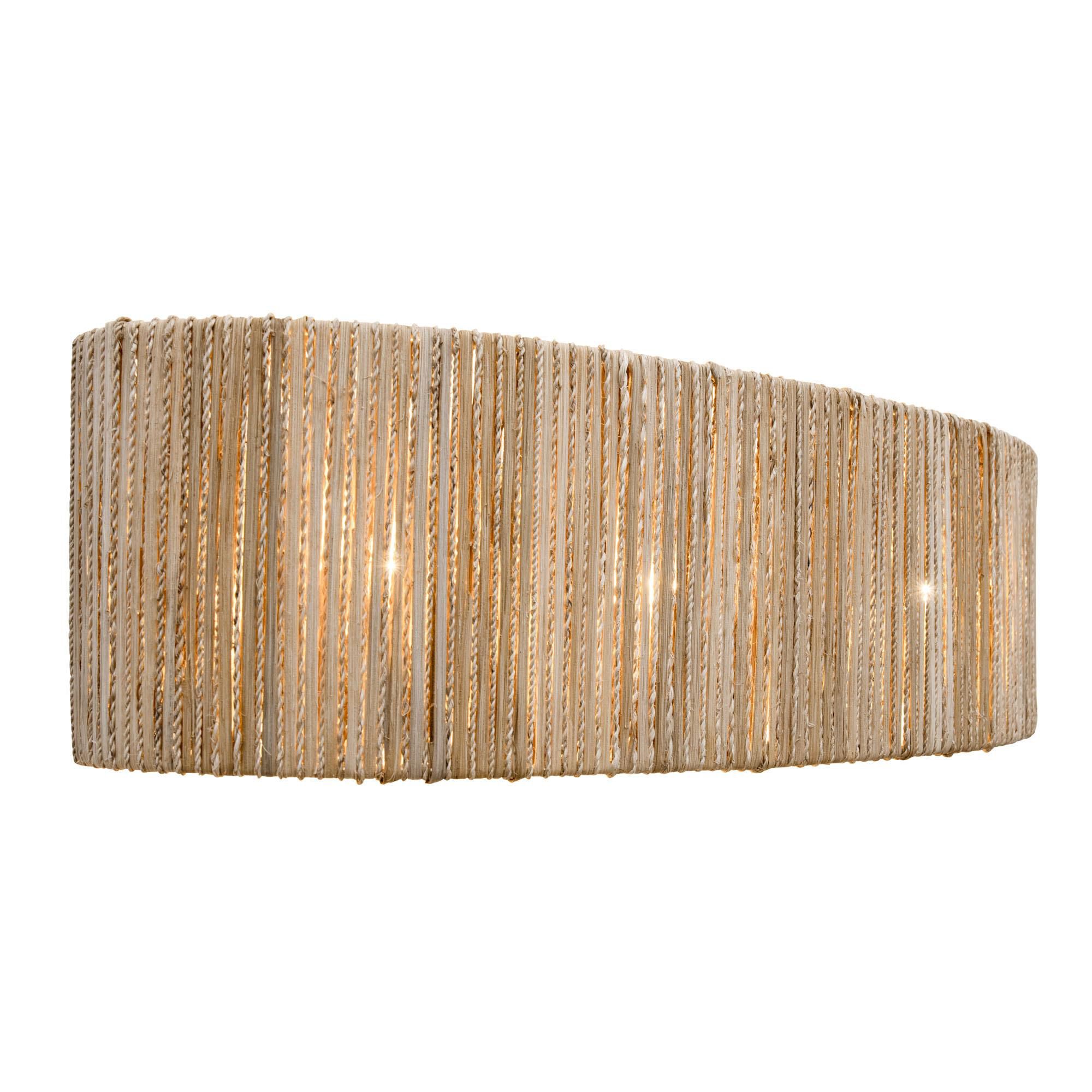Shown in French Gold finish and Natural Rattan And Abaca Rope shade