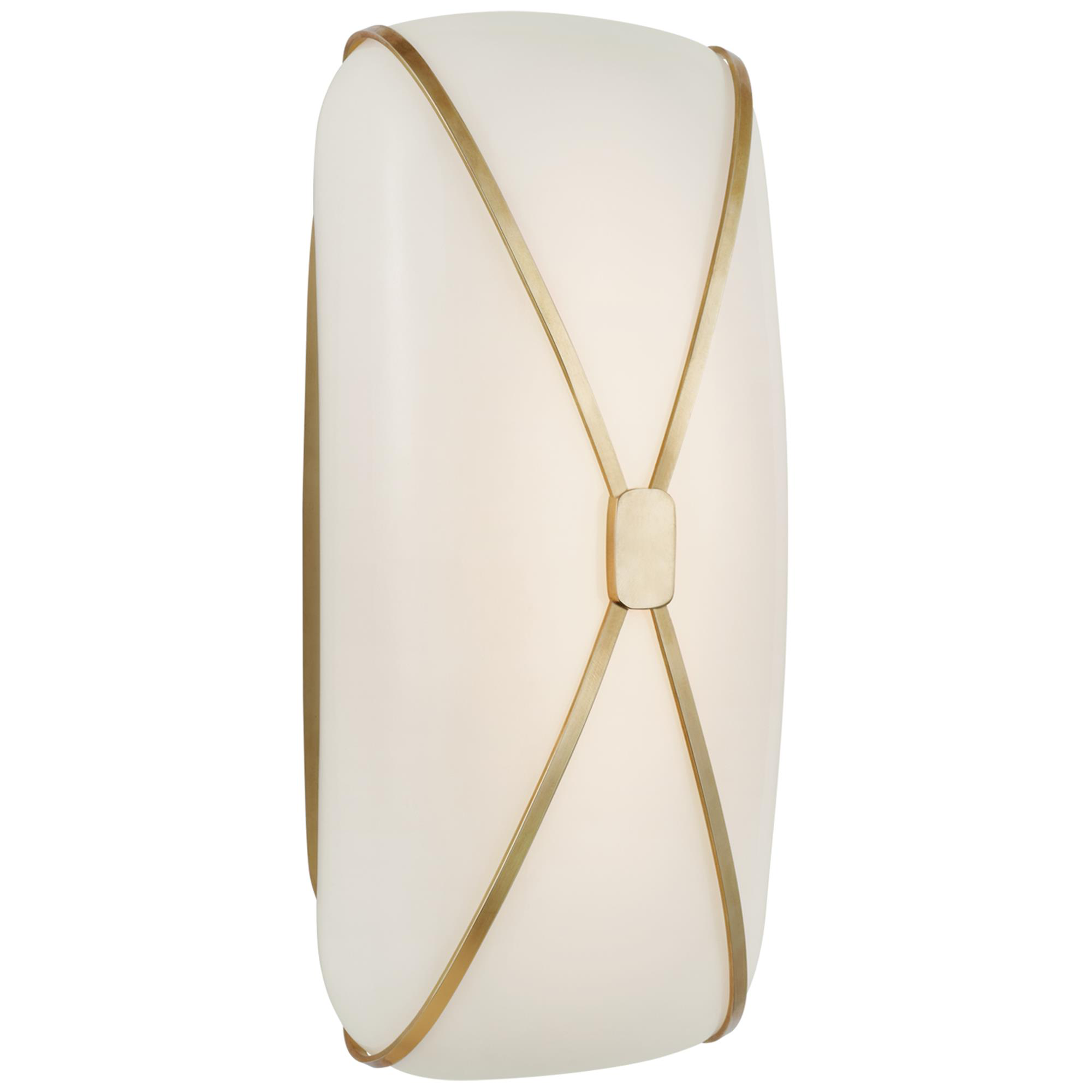 Shown in Soft Brass finish and White glass