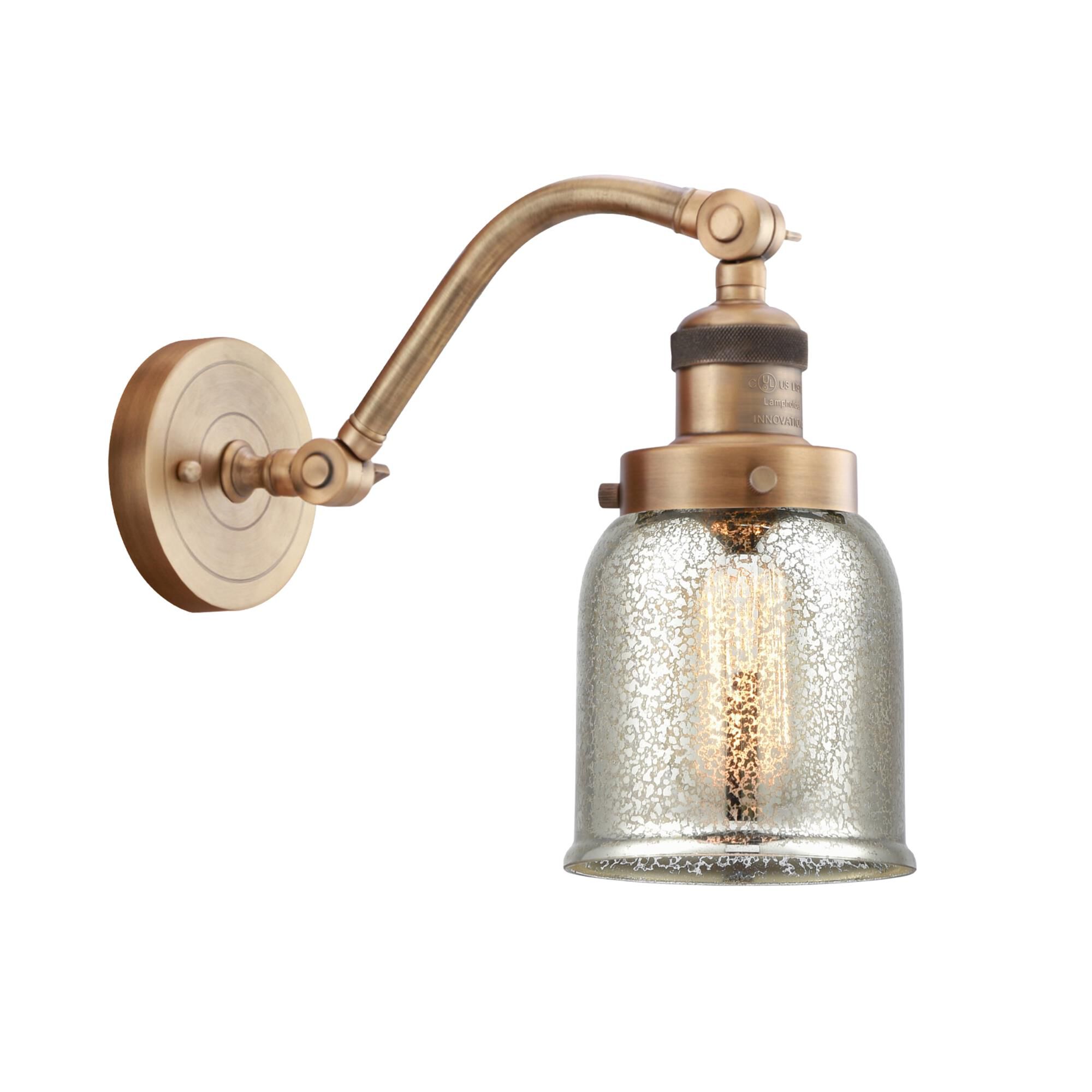 Shown in Brushed Brass finish and Silver Plated Mercury Small Bell glass