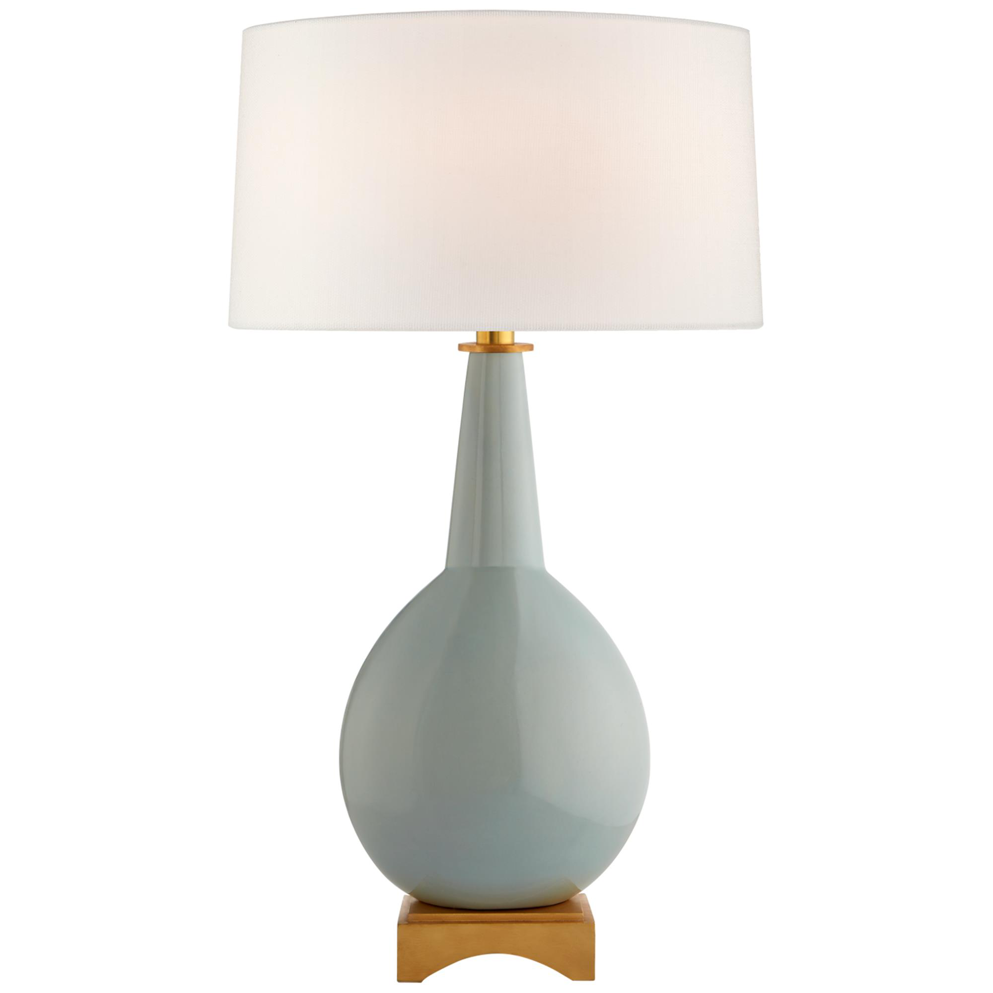 Shown in Pale Blue finish and Linen shade