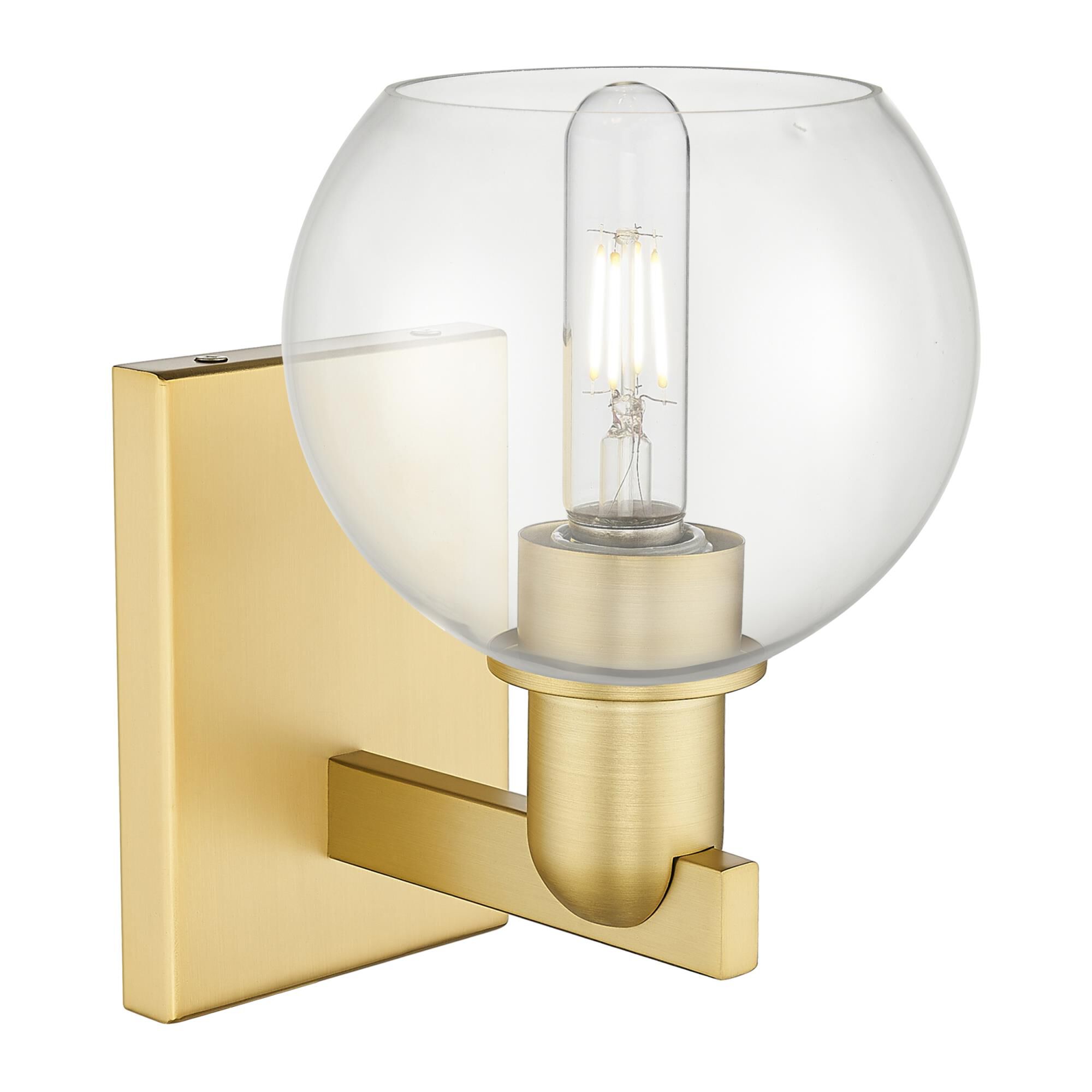 Shown in Satin Gold finish and Clear glass