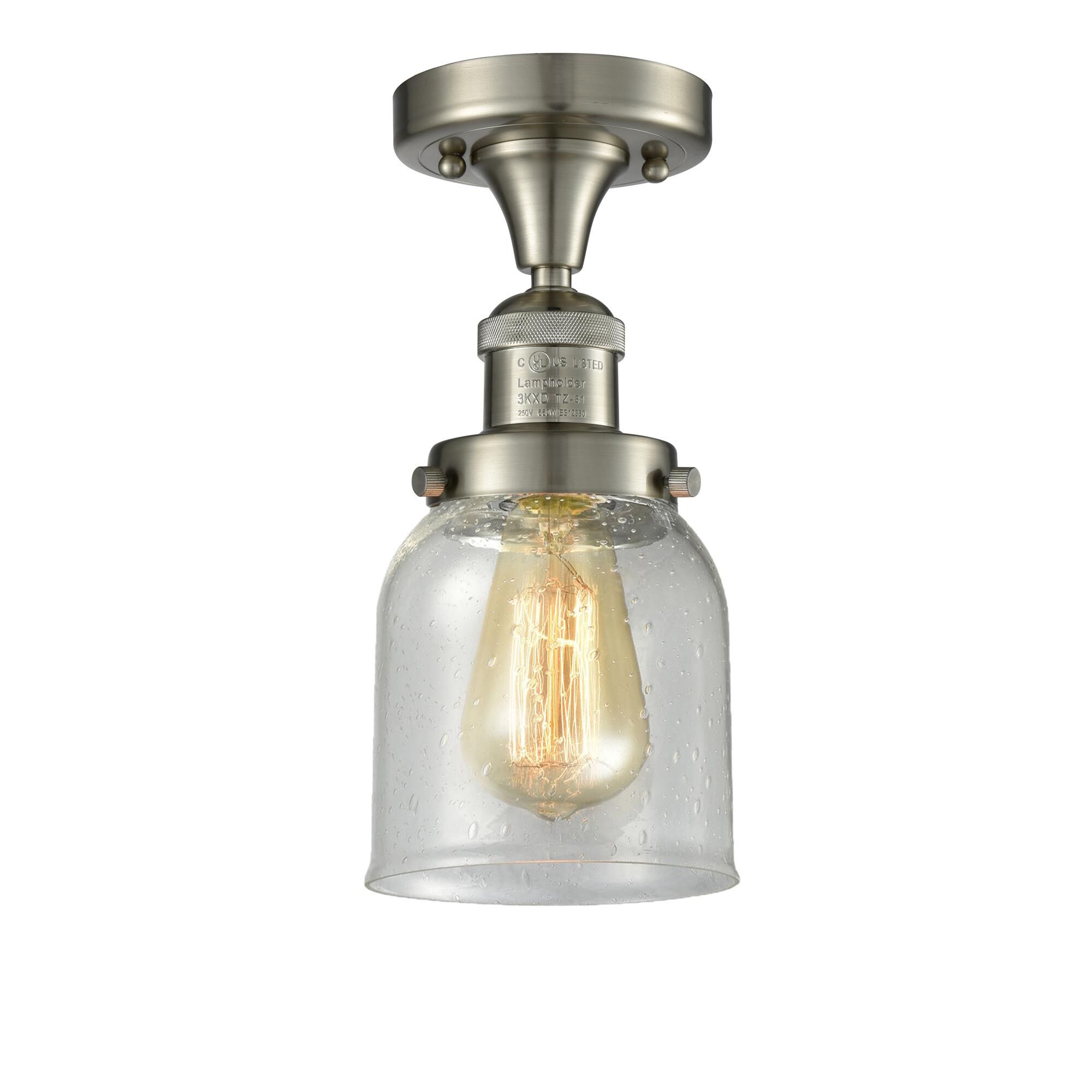 Shown in Brushed Satin Nickel finish and Seedy glass