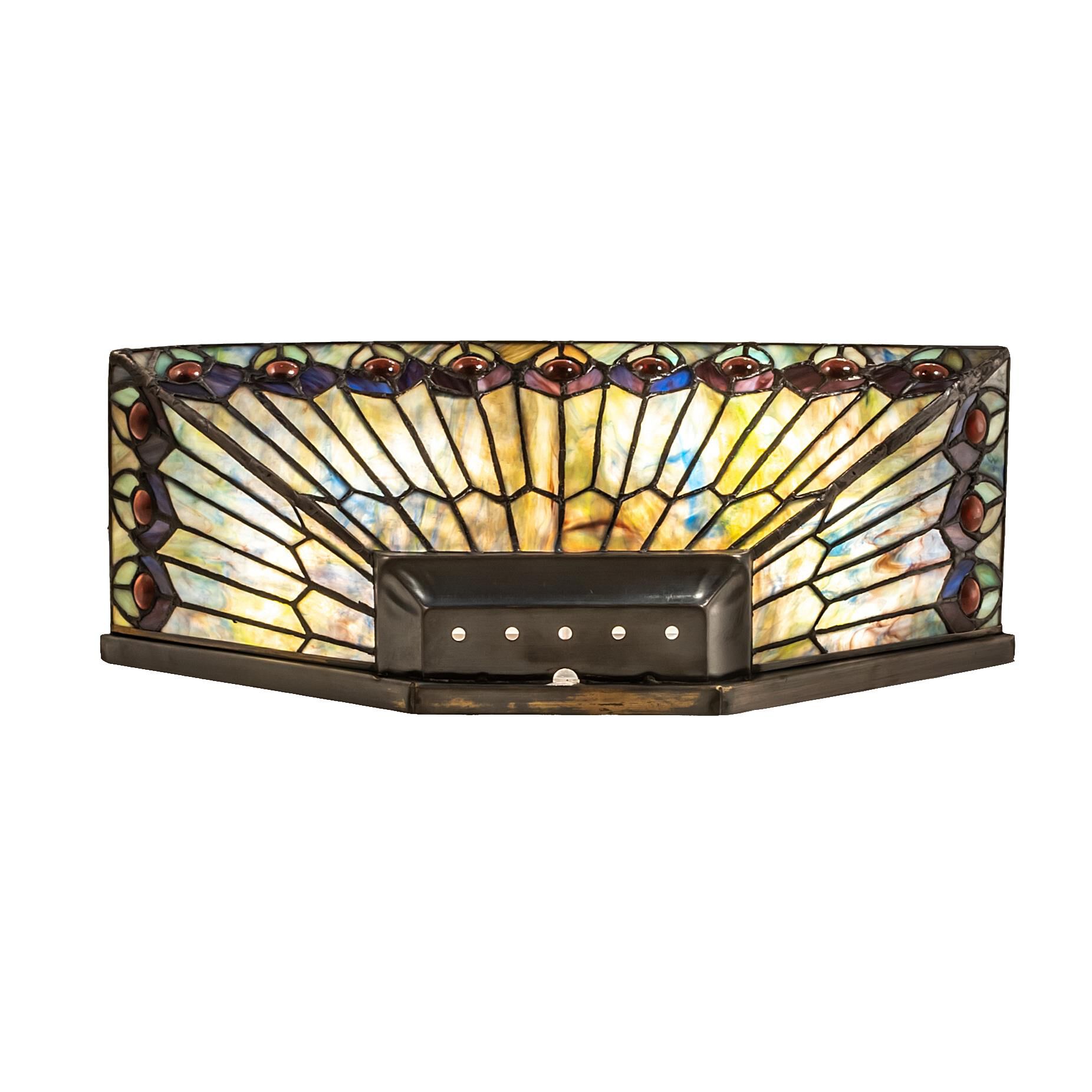 Tiffany Jeweled Peacock 7 Inch Tall 2 Light Outdoor Wall Light by Meyda Lighting