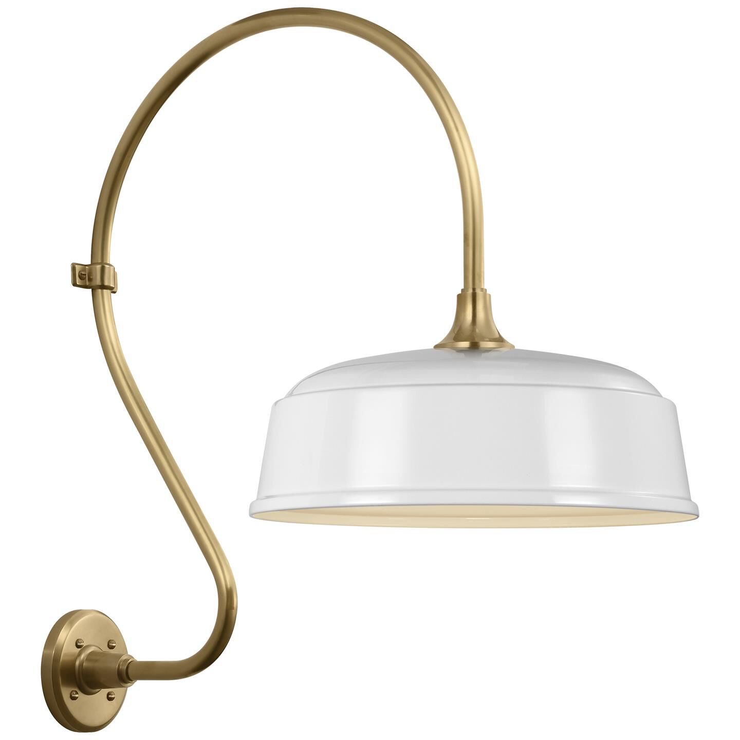 Shown in Hand-Rubbed Antique Brass finish and White Rockhouse shade