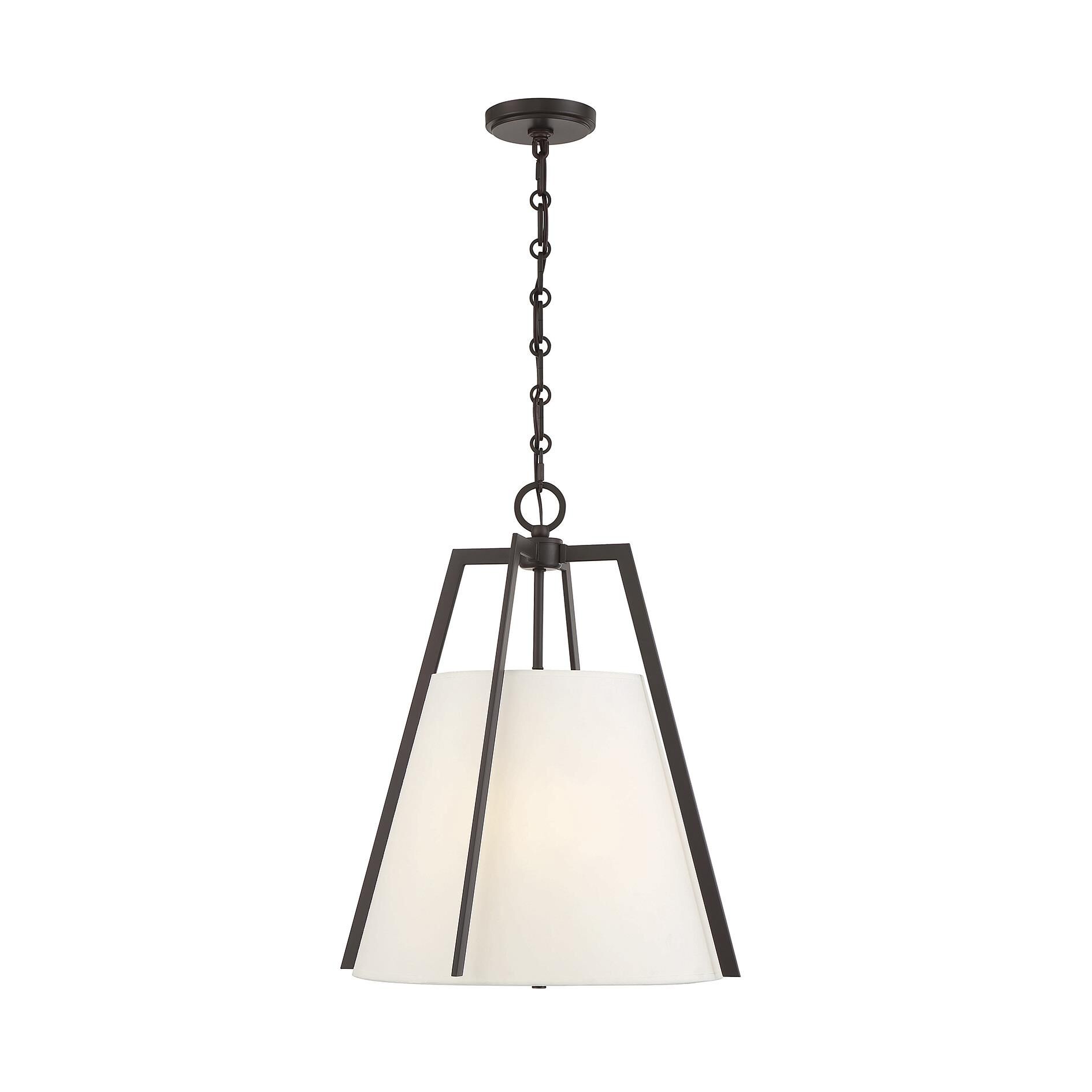 Shown in English Bronze finish and White Fabric shade