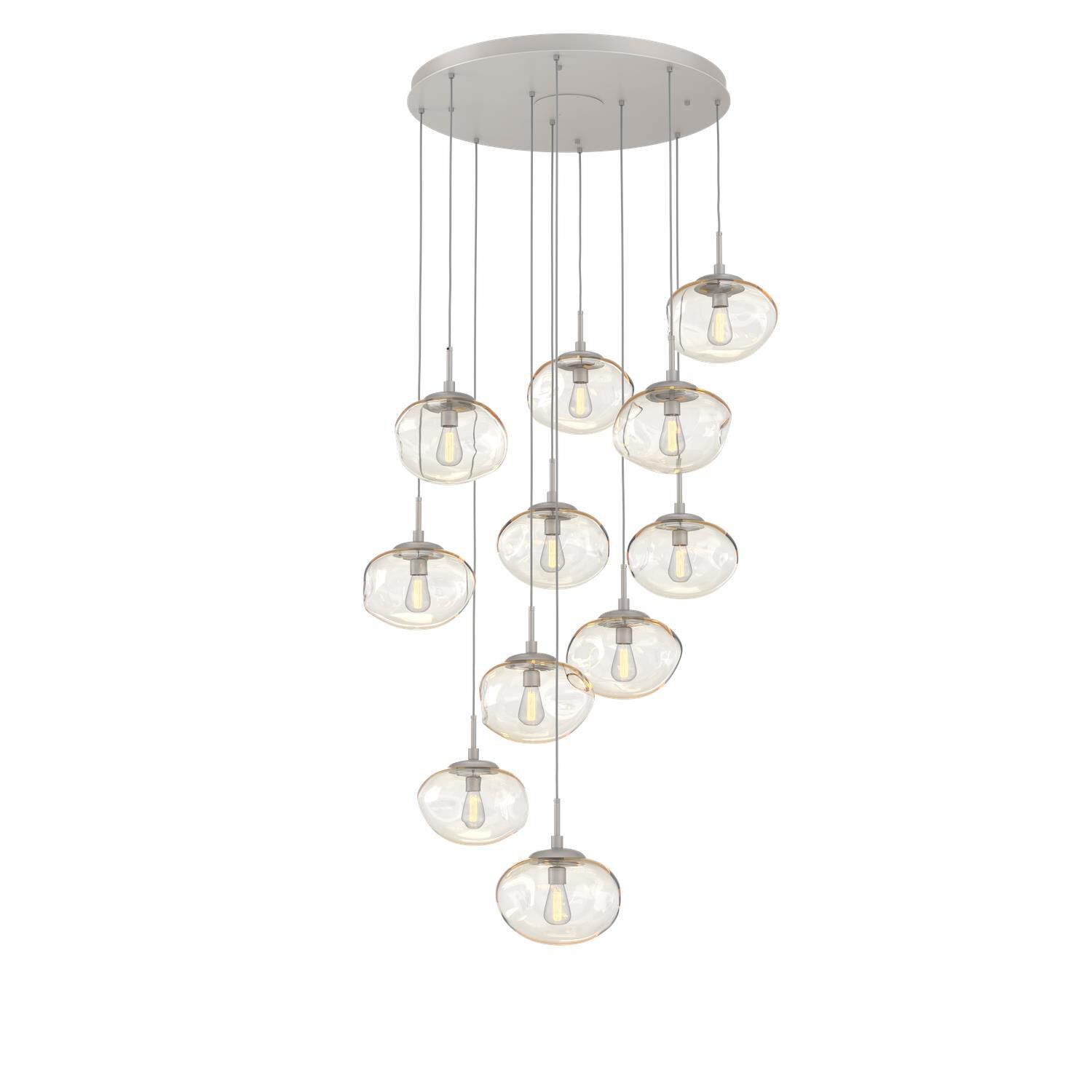 Shown in Metallic Beige Silver finish and Blown Amber glass