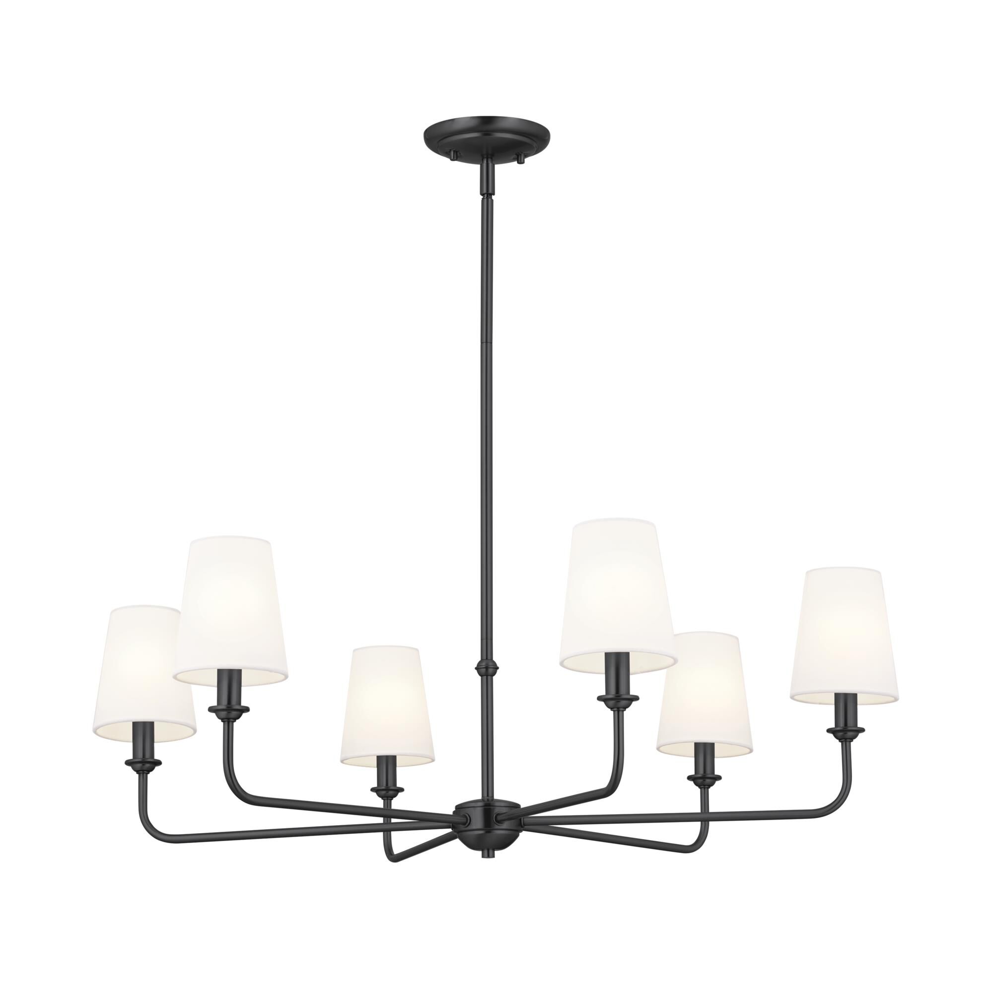 Shown in Black finish and Fabric and Bell shade