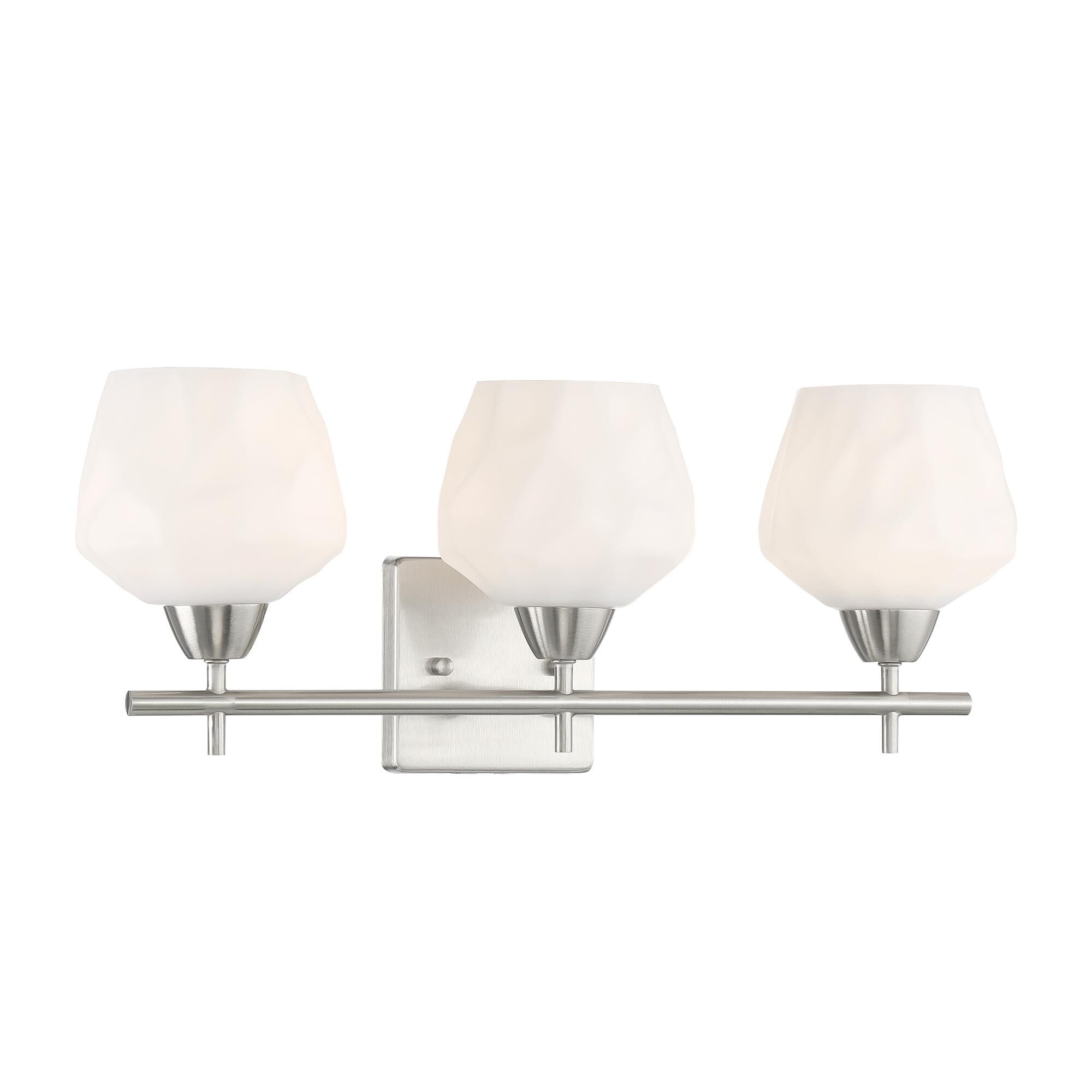 Shown in Brushed Nickel finish and Etched Opal glass and Glass shade