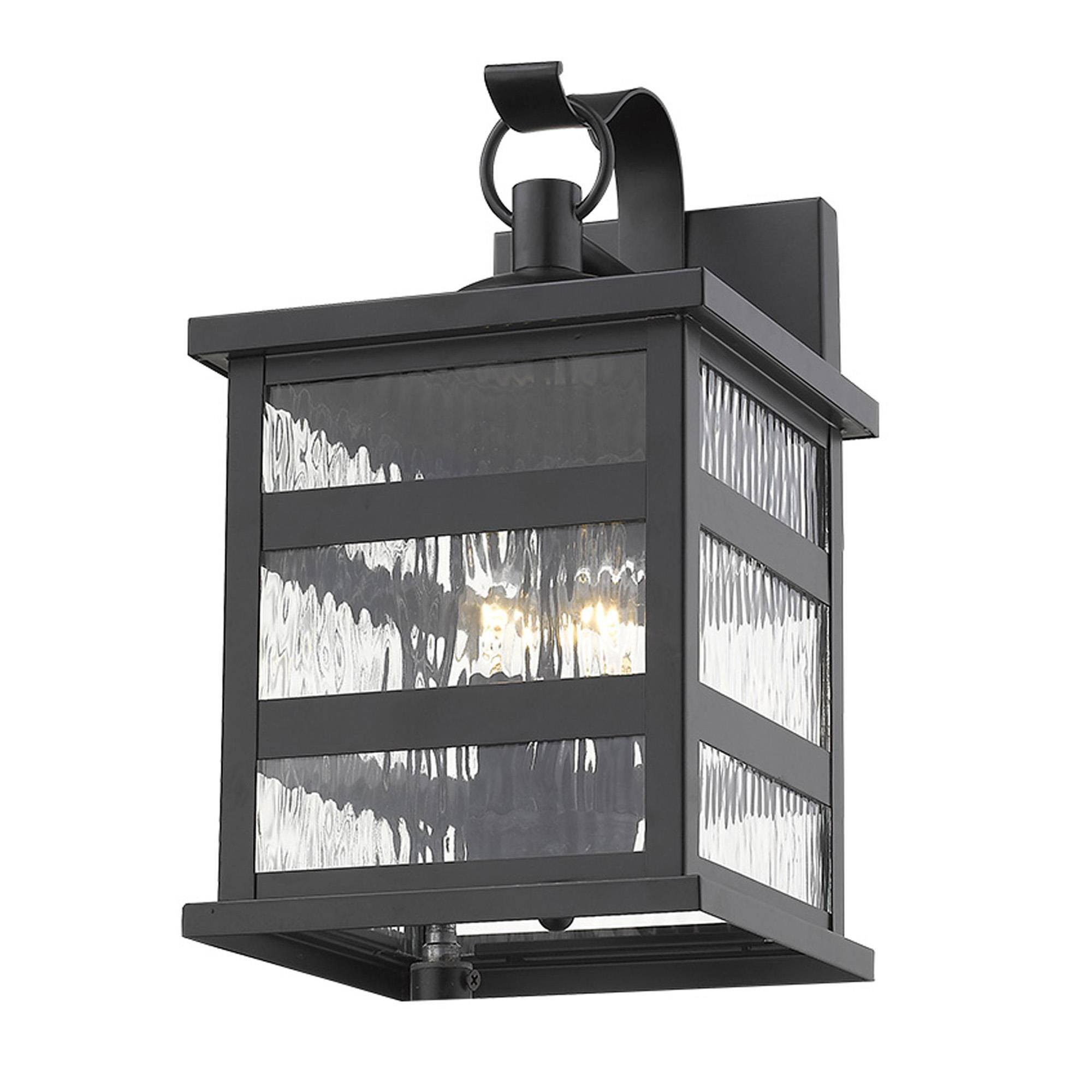 Shown in Matte Black finish and Clear glass and Clear, Water Glass Panes shade
