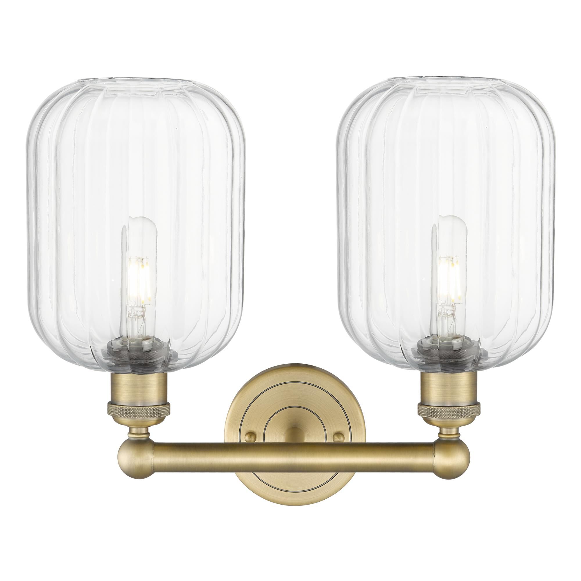 Shown in Brushed Brass finish and Clear glass