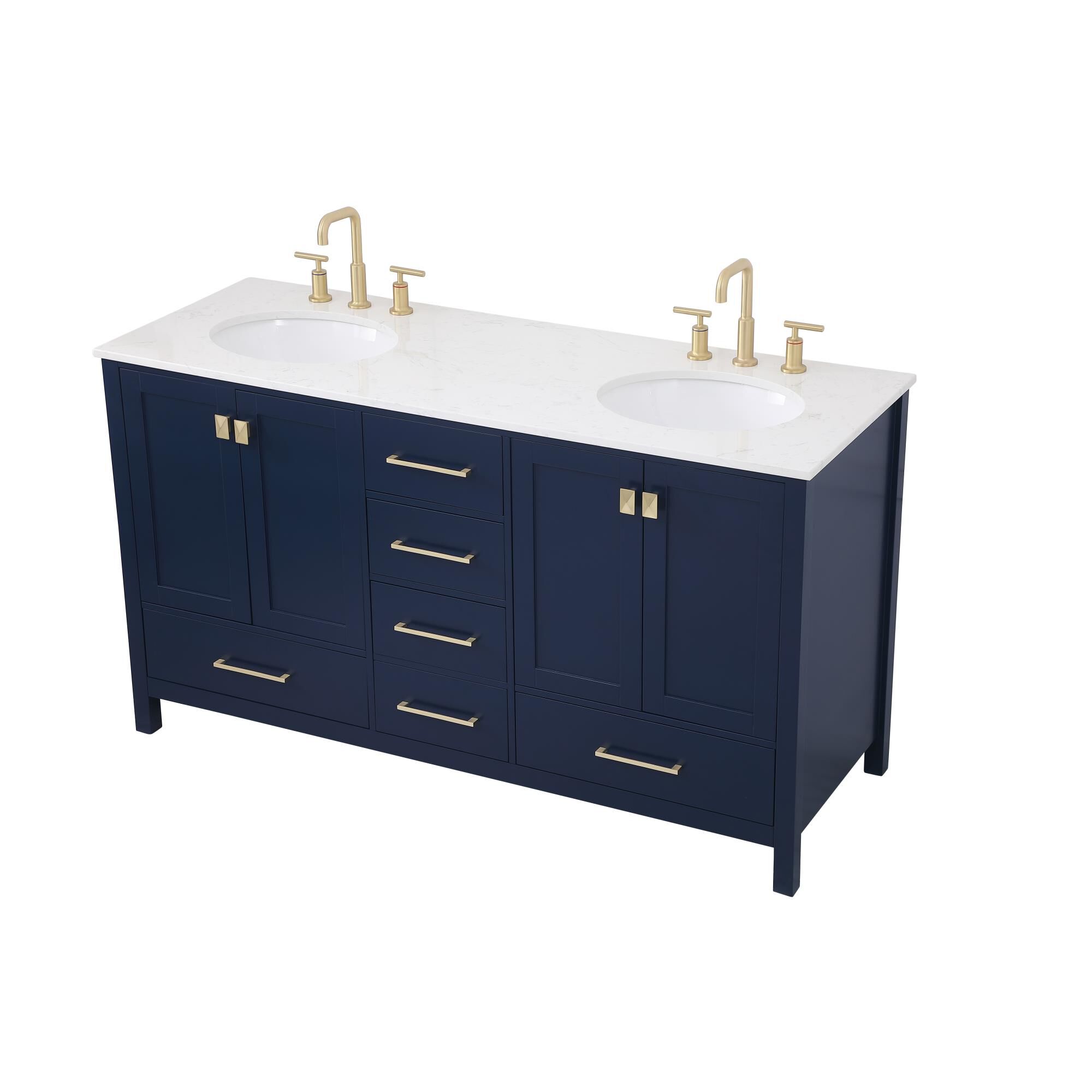 Shown in Blue And Gold With Calacatta Quartz finish