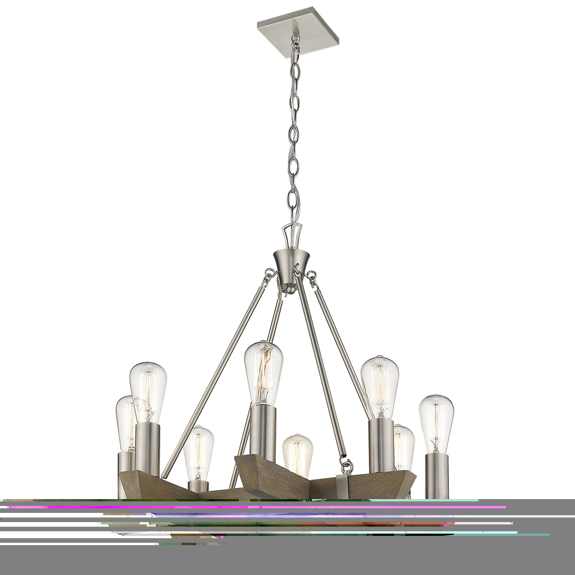 Shown in Satin Nickel finish and -- glass and -- shade