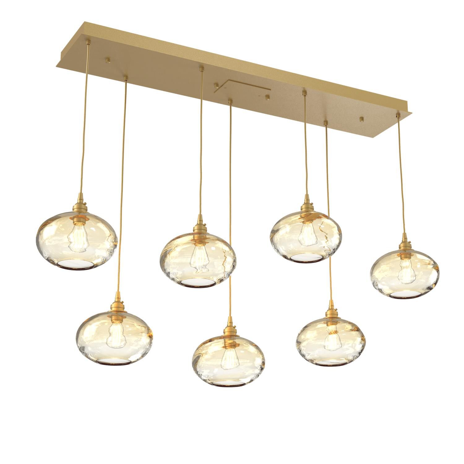 Shown in Gilded Brass finish and Optic Amber glass