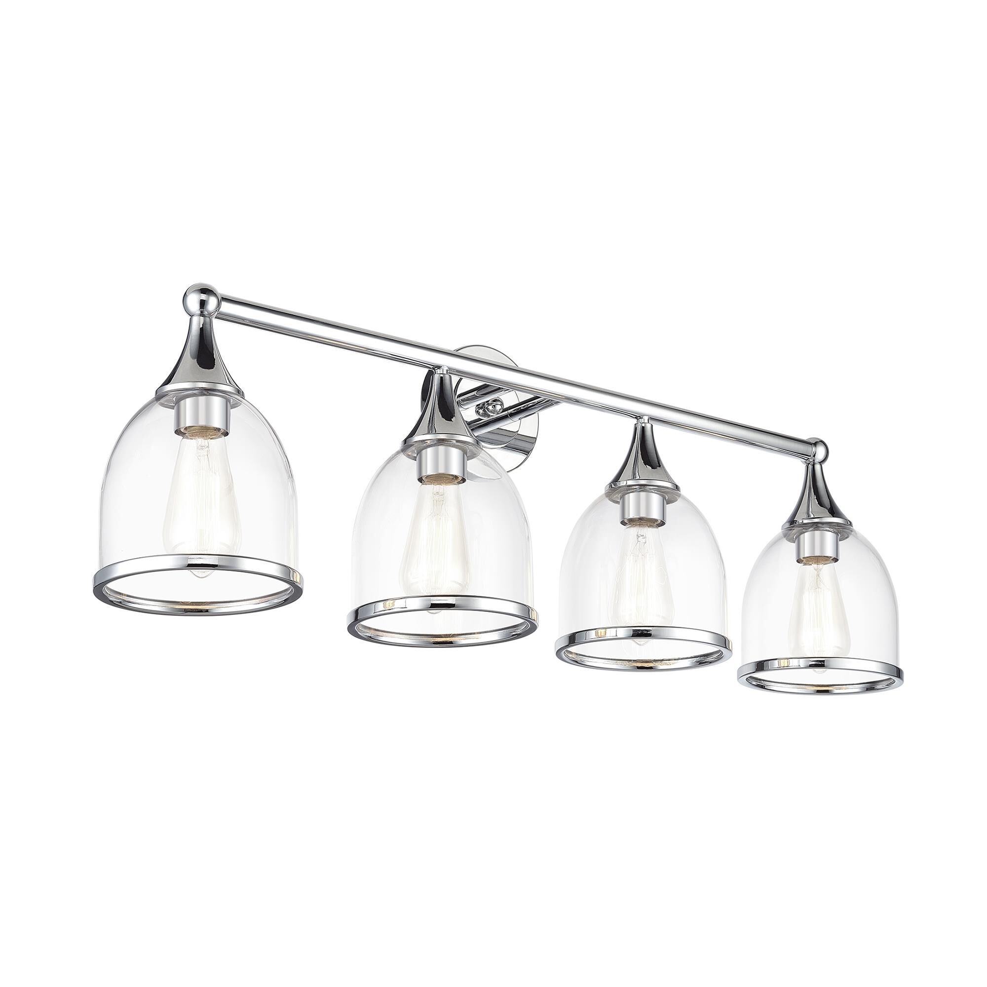 Shown in Polished Chrome finish and Mouth Blown Clear glass