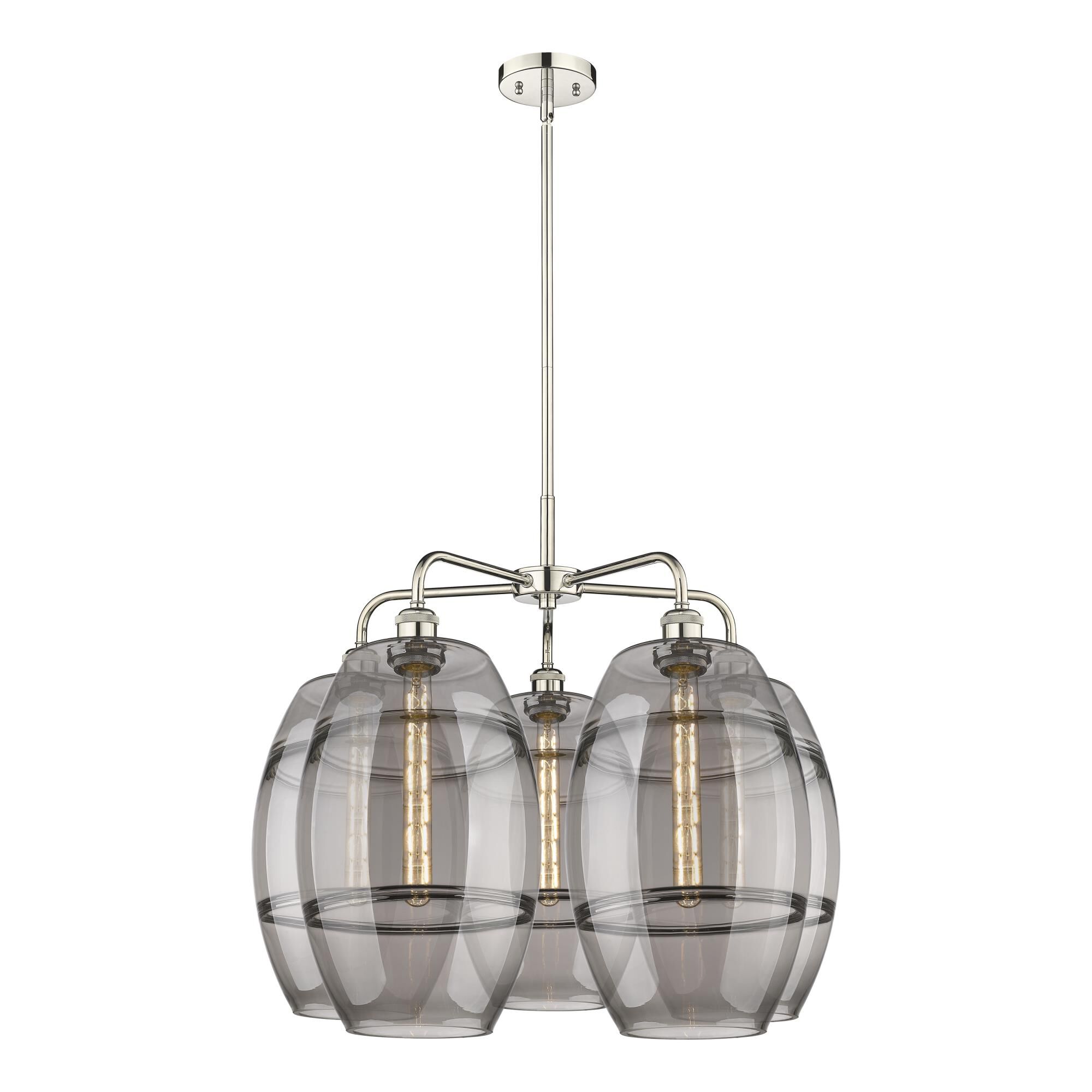 Shown in Polished Nickel finish and Light Smoke glass