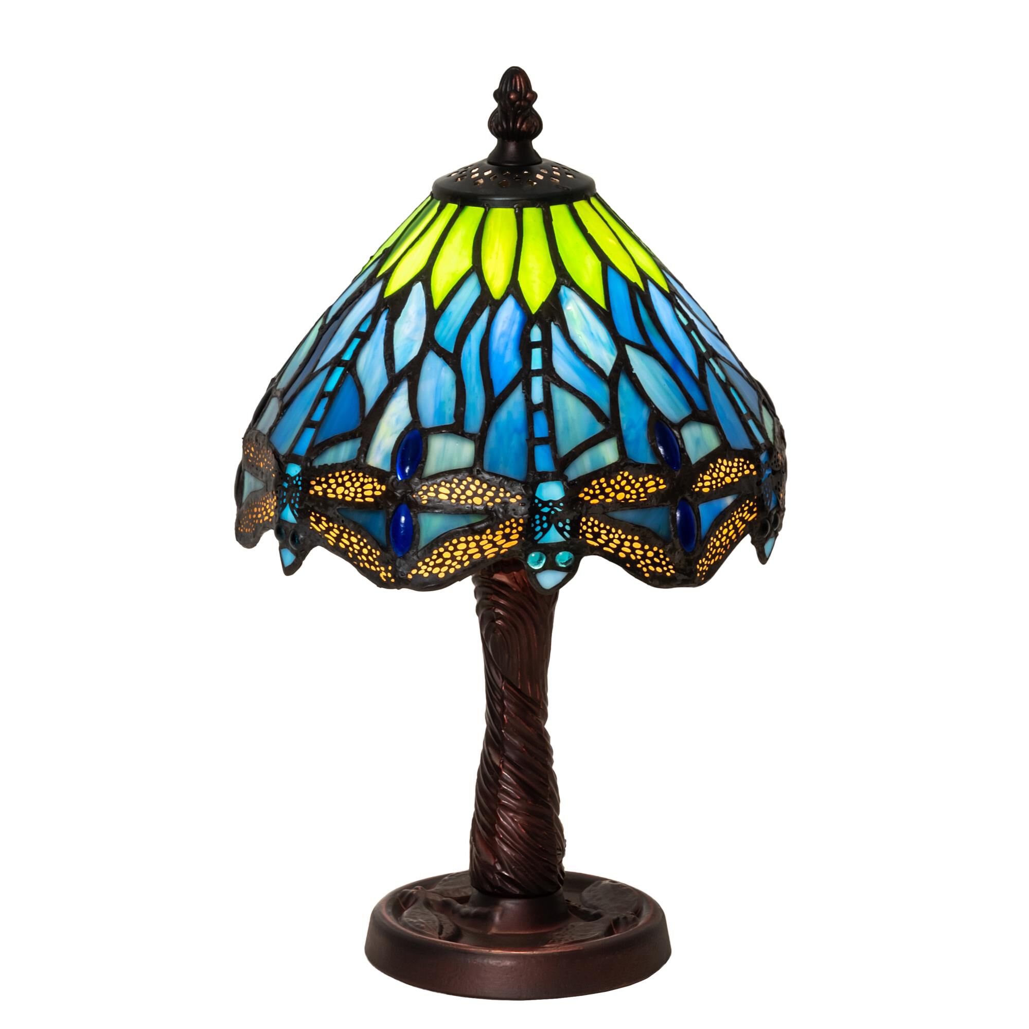 Tiffany Hanginghead Dragonfly 12 Inch Table Lamp by Meyda Lighting