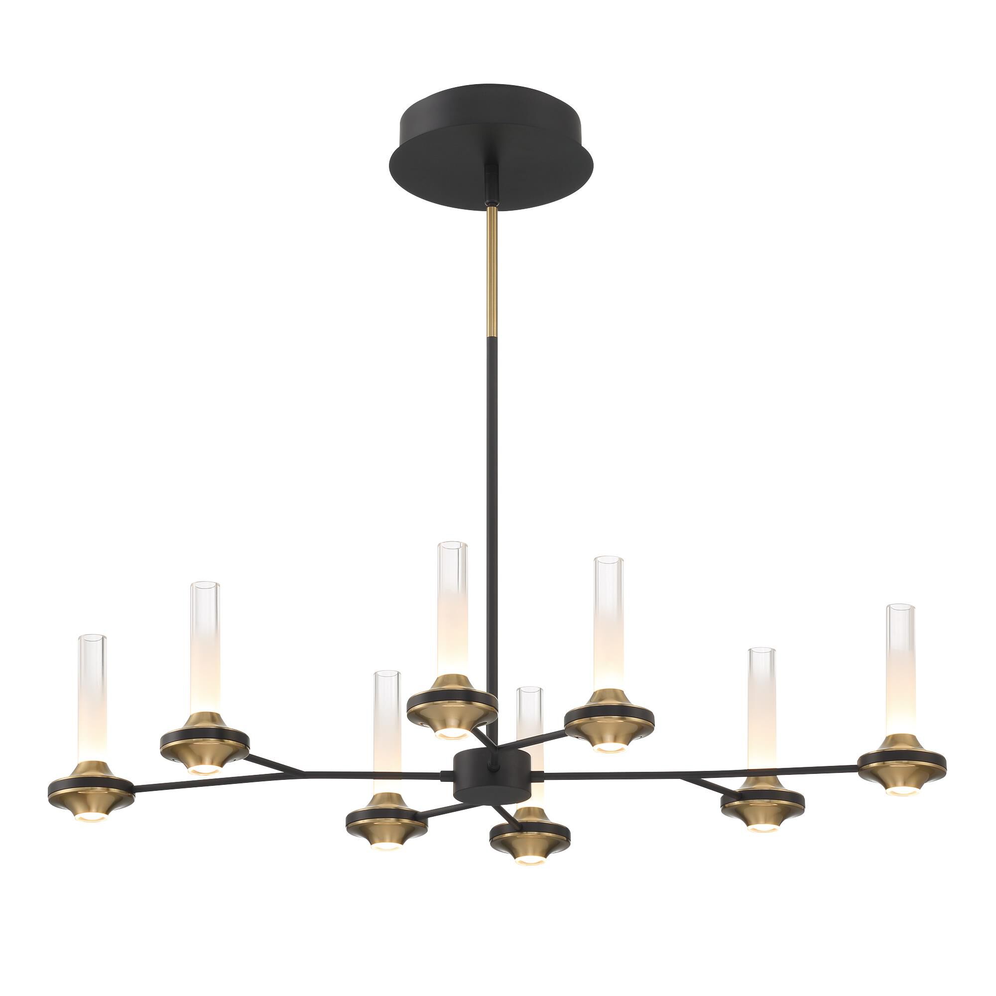 Shown in Black and Brass finish and Etched glass