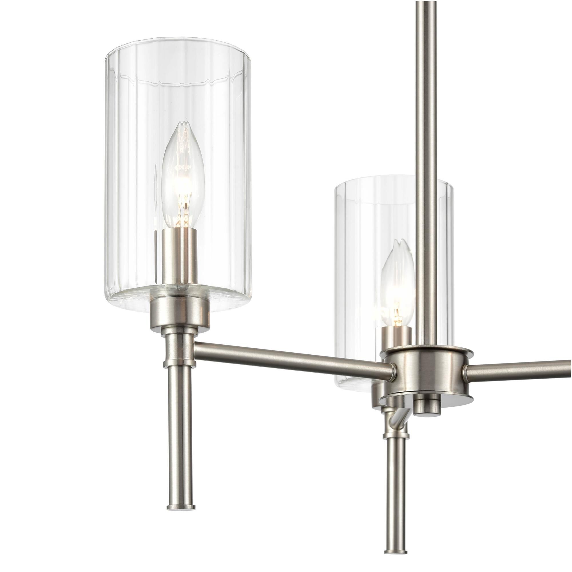 Shown in Brushed Nickel finish and Clear Beveled glass